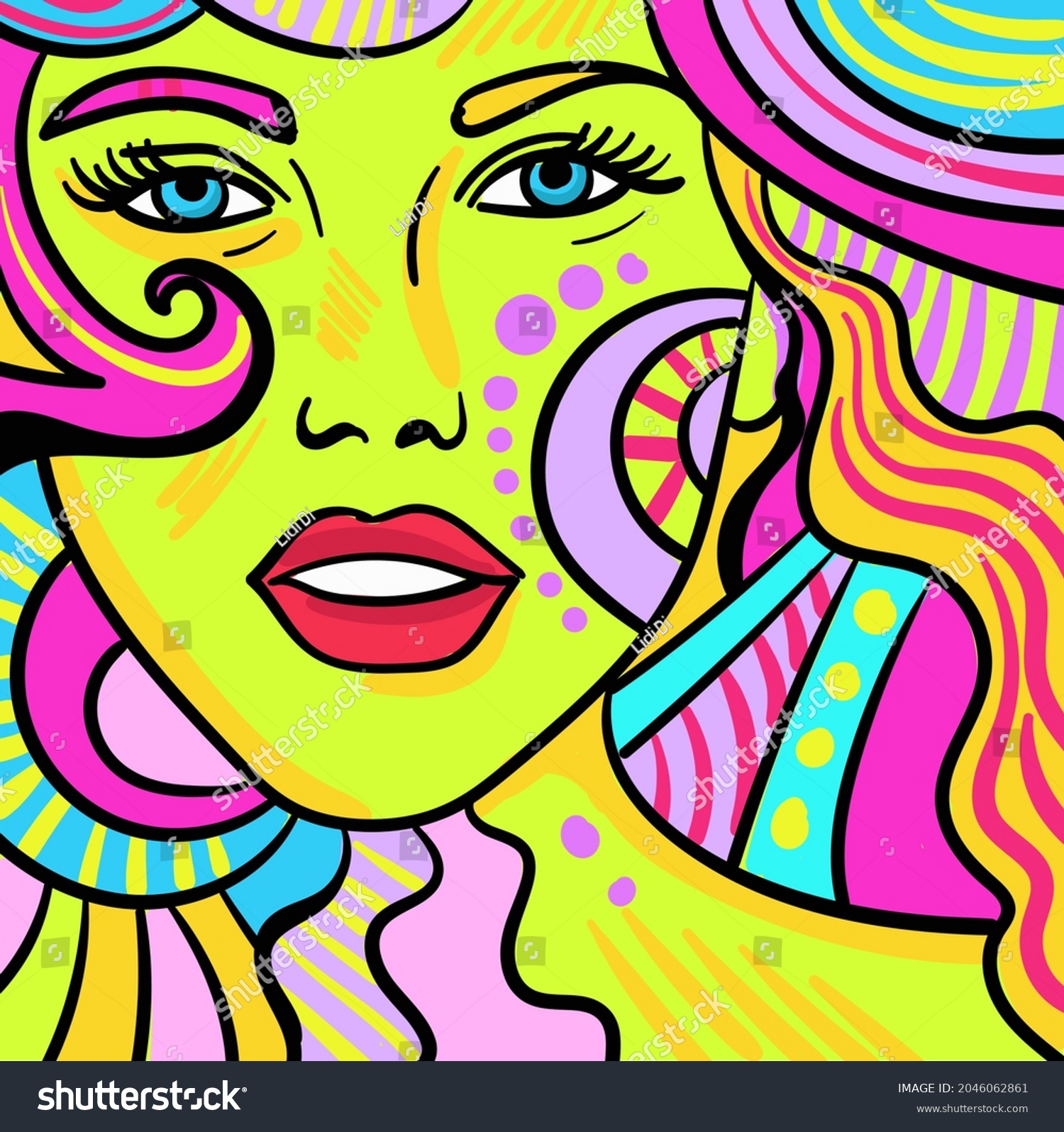 Colourful Modern Abstract Woman Face Hand Stock Vector Royalty Free