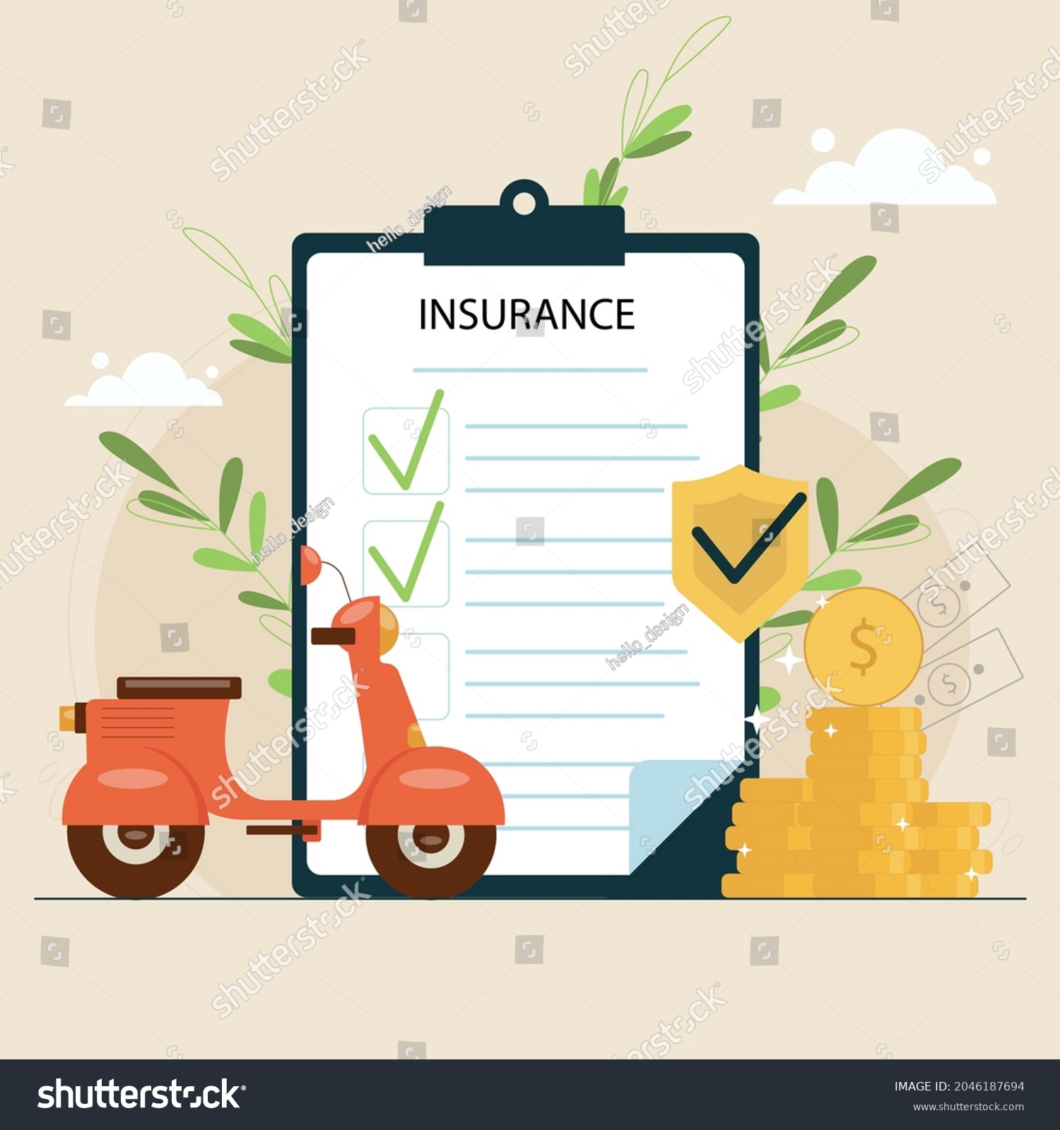 Scooter Insurance Motorcycle Moped Motorbike Protection Stock Vector ...