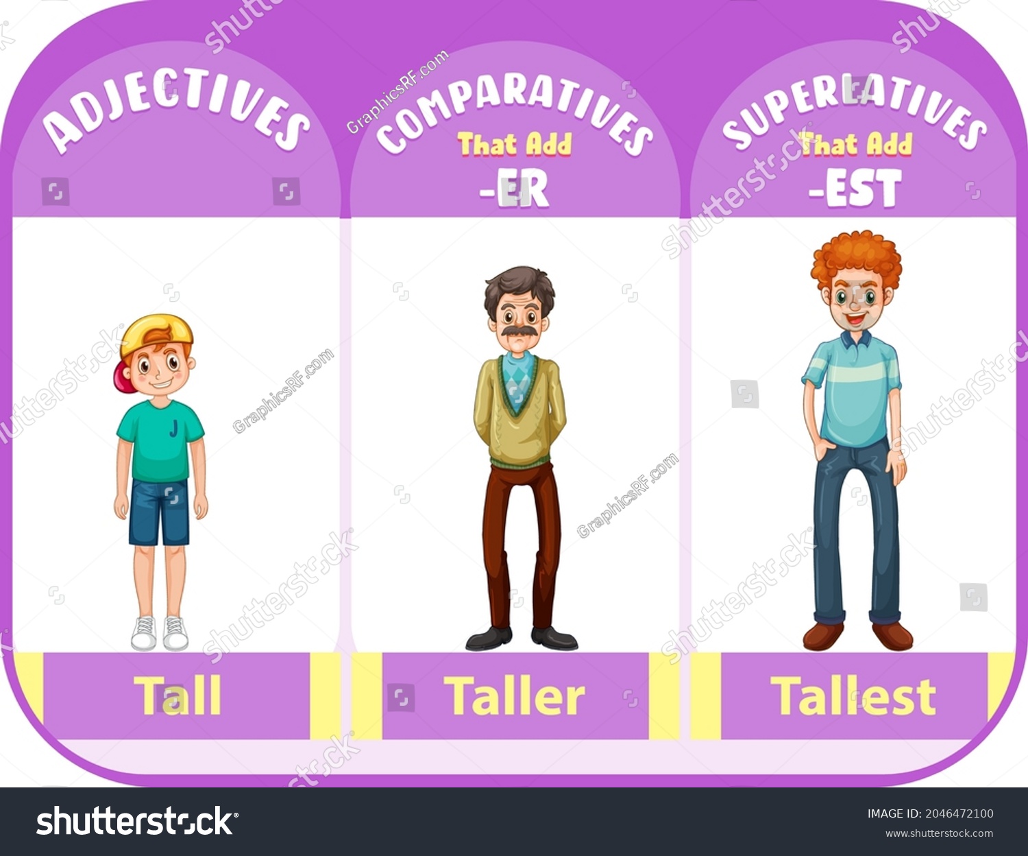 comparative-superlative-adjectives-word-tall-illustration-stock-vector