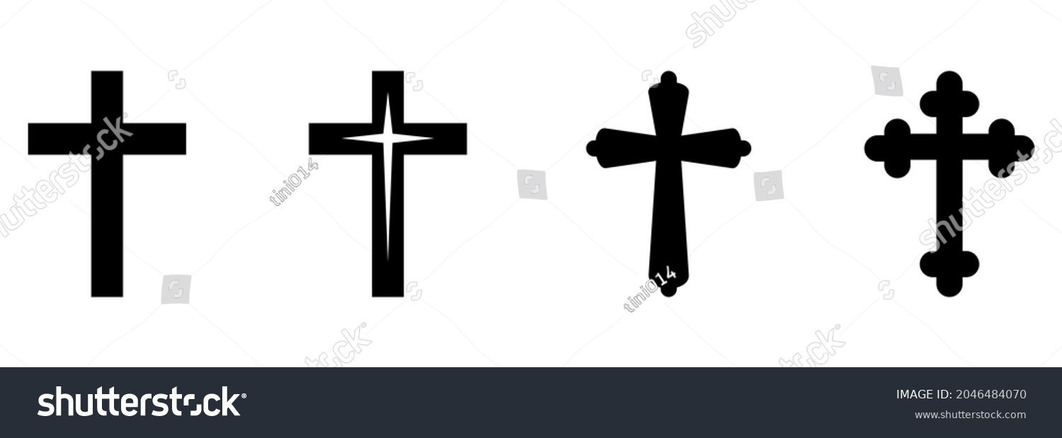 Christian Cross Icon Set Christian Cross Stock Vector Royalty Free Shutterstock