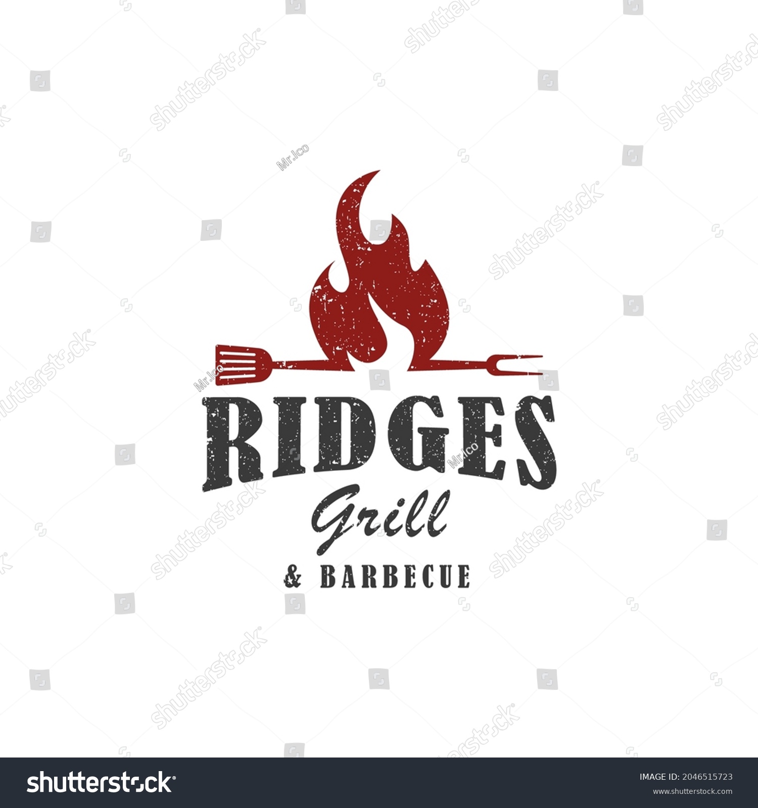 Vintage Retro Bbq Grill Barbecue Vector Stock Vector (Royalty Free ...