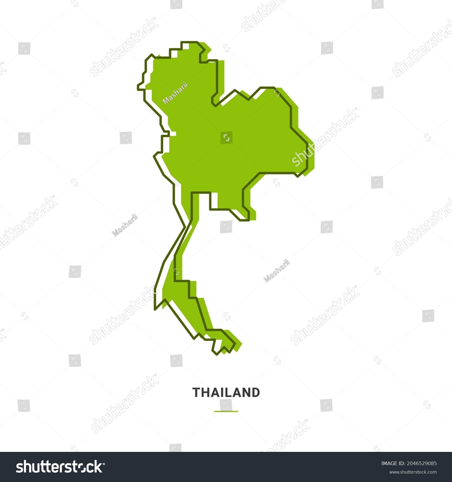 Thailand Outline Map Green Colour Modern Stock Vector Royalty Free   Stock Vector Thailand Outline Map With Green Colour Modern Simple Line Cartoon Design Eps Vector 2046529085 