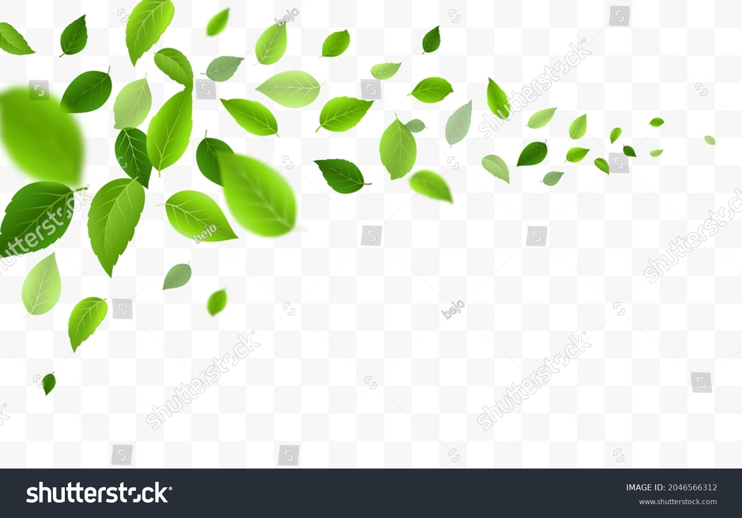 Green Tree Leaves Falling Isolated On Stock Illustration 2046566312 ...