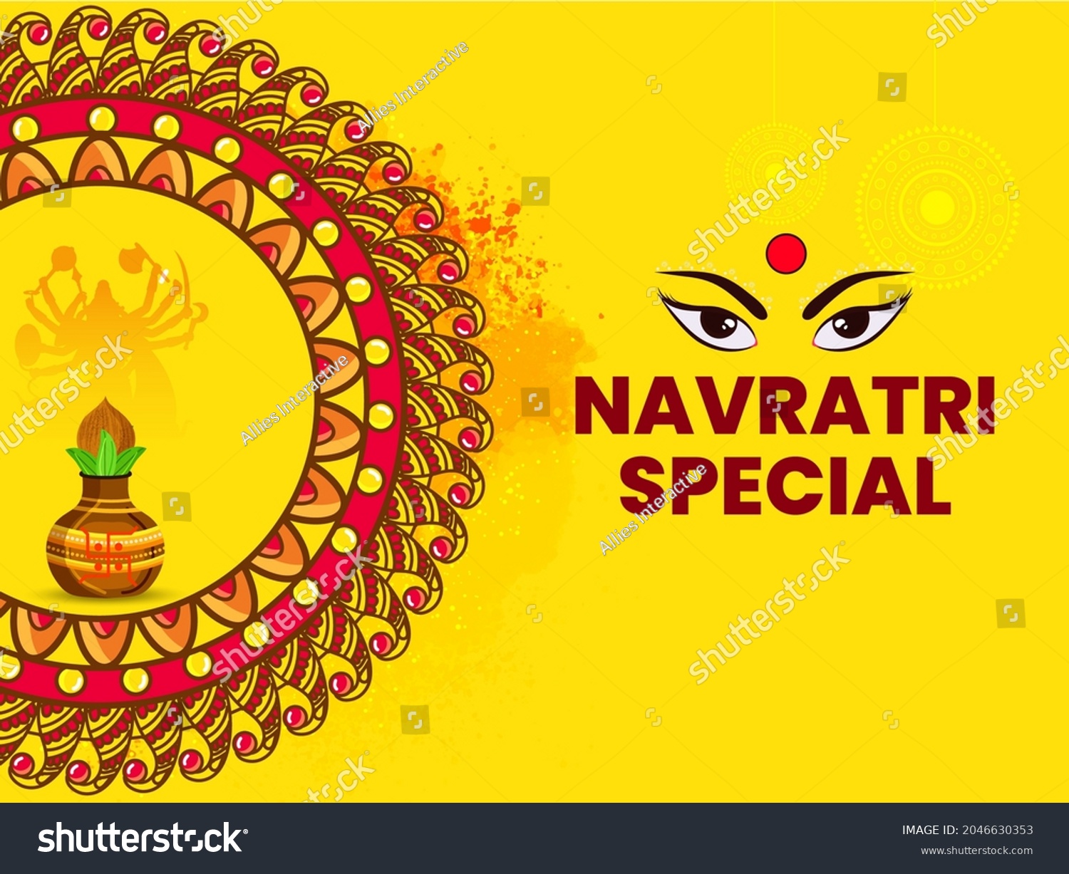 Navratri Special Poster Design Goddess Durga Stock Vector (Royalty Free ...