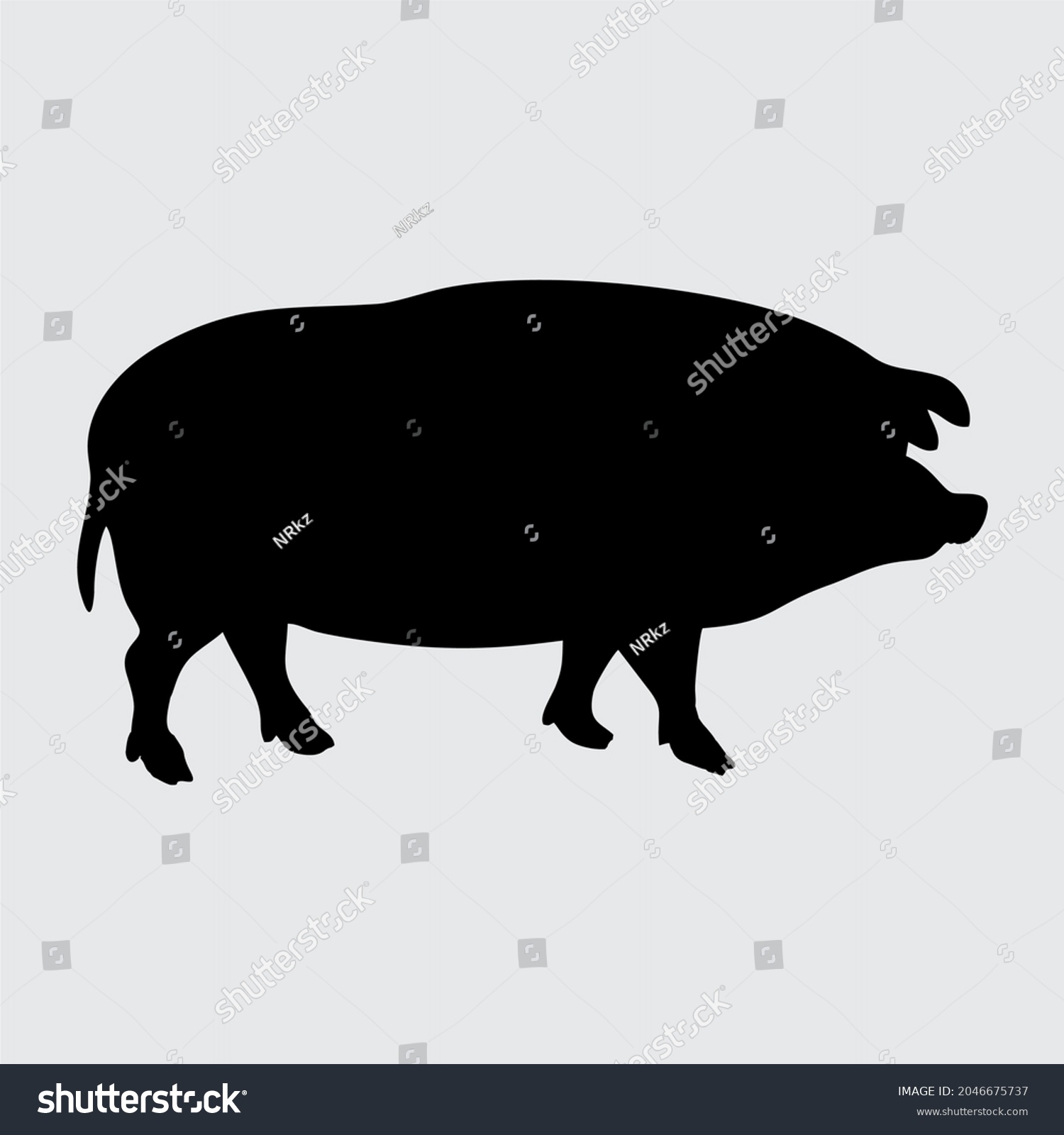 Pig Silhouette Pig Isolated On White Stock Vector (Royalty Free ...