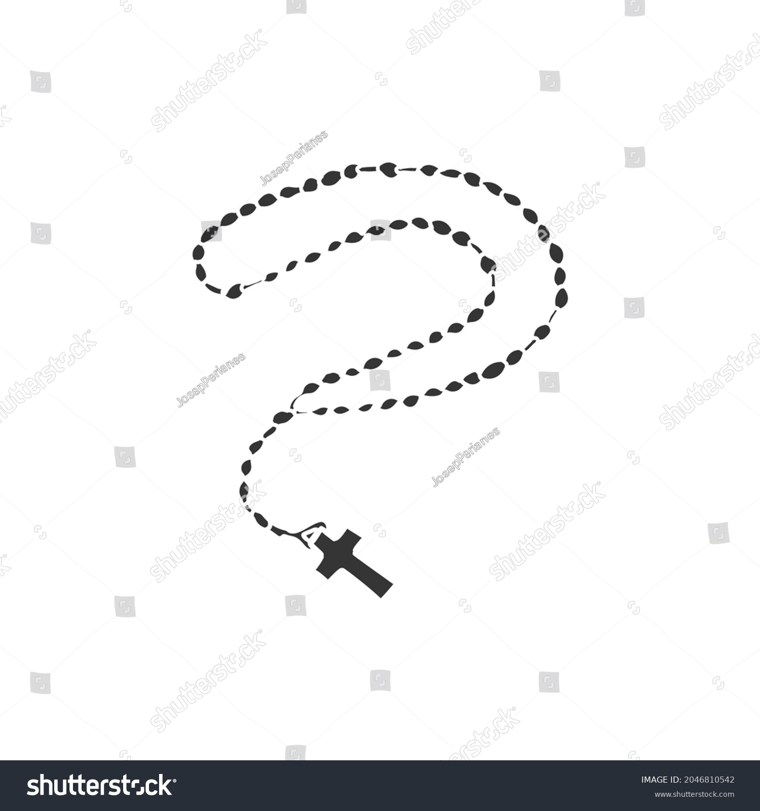 Rosary Beads Icon Silhouette Illustration Christian Stock Vector ...