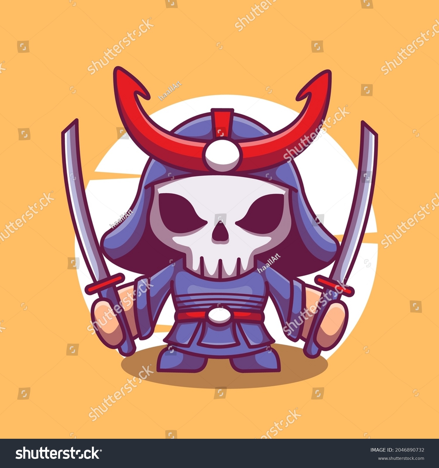 Cute Knight Skull Two Swords Vector Stock Vector (Royalty Free ...