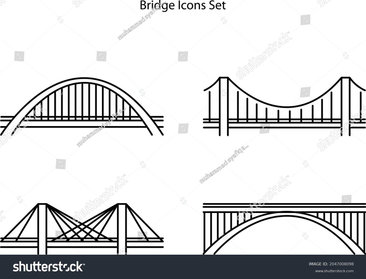 Bridge Icons Isolated On White Background Stock Vector (Royalty Free ...