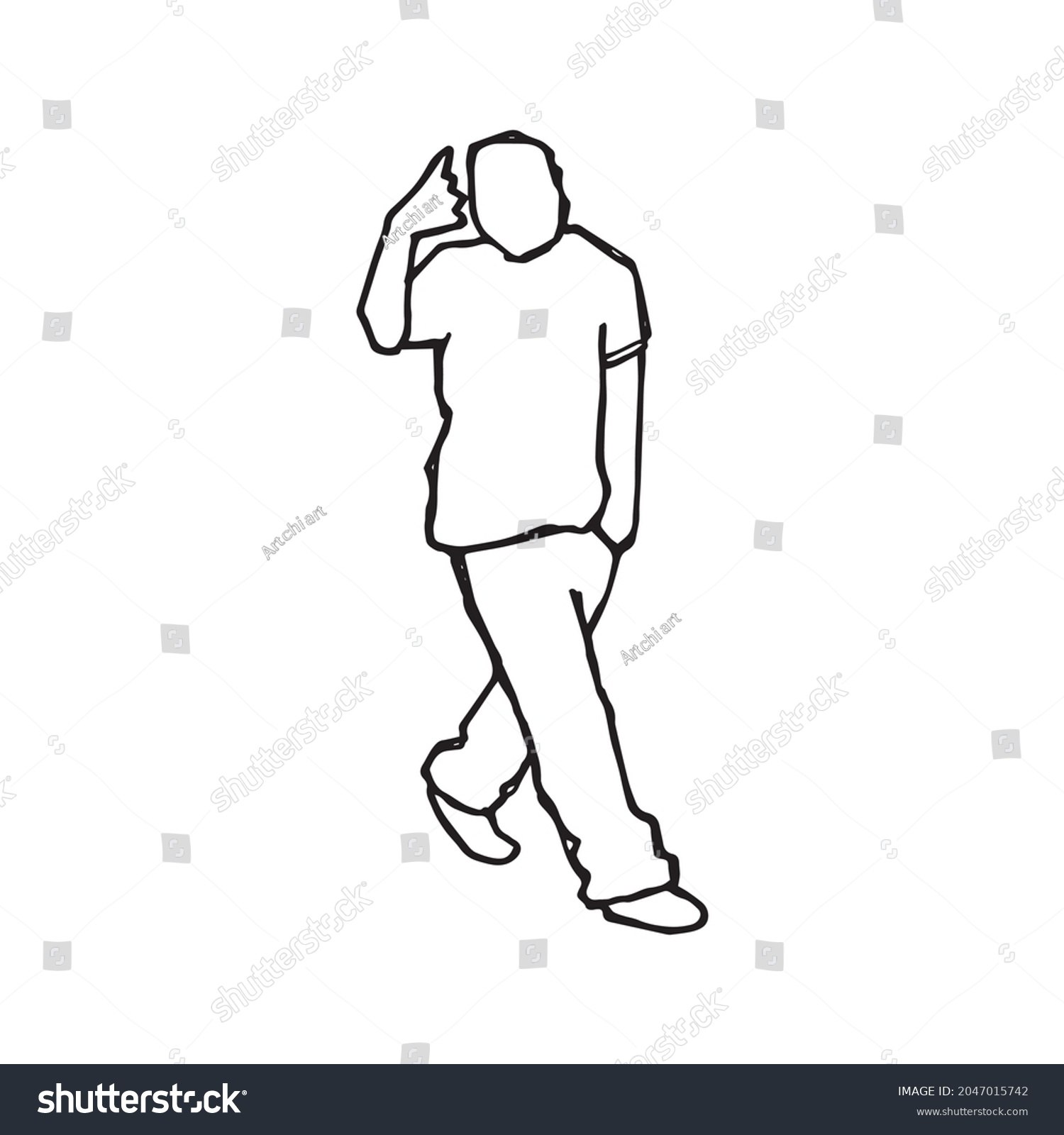 Man Walking Trying Signal Something His Stock Vector (Royalty Free ...