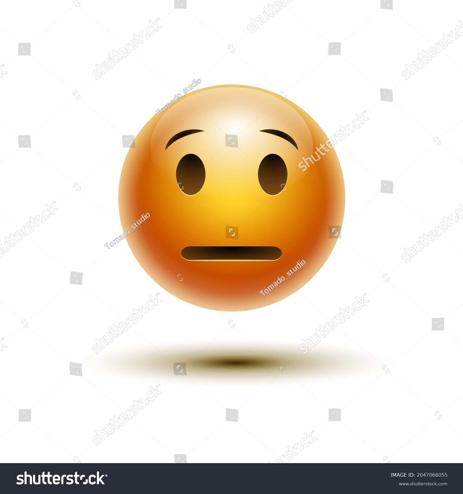 3d Emoticon Yellow Neutral Face On Stock Vector (Royalty Free ...