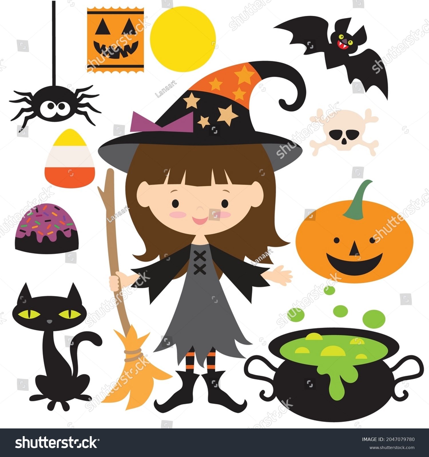 Halloween Witch Vector Cartoon Illustration Stock Vector (Royalty Free ...