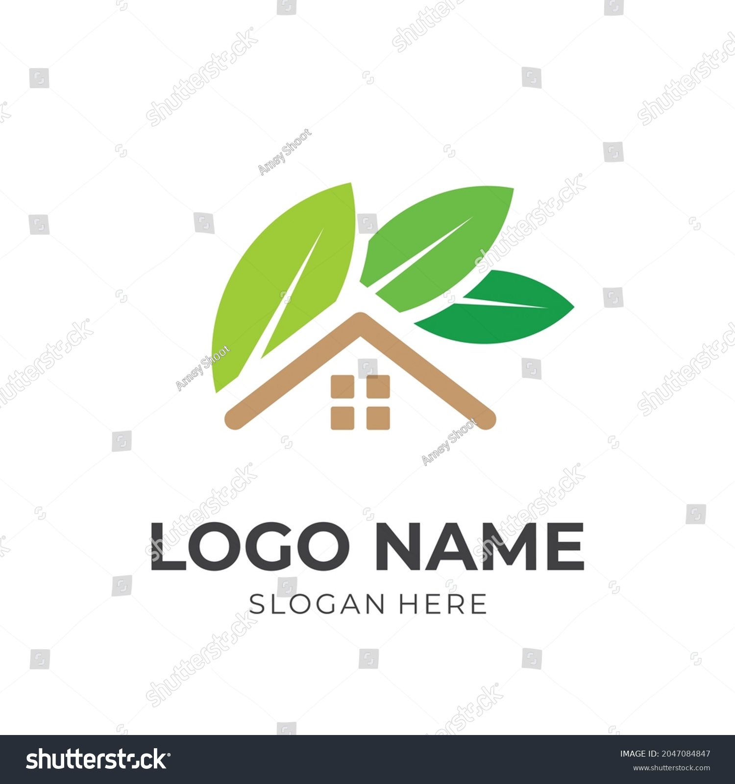 Home Leaf Logo Template House Leaf Stock Vector (Royalty Free ...