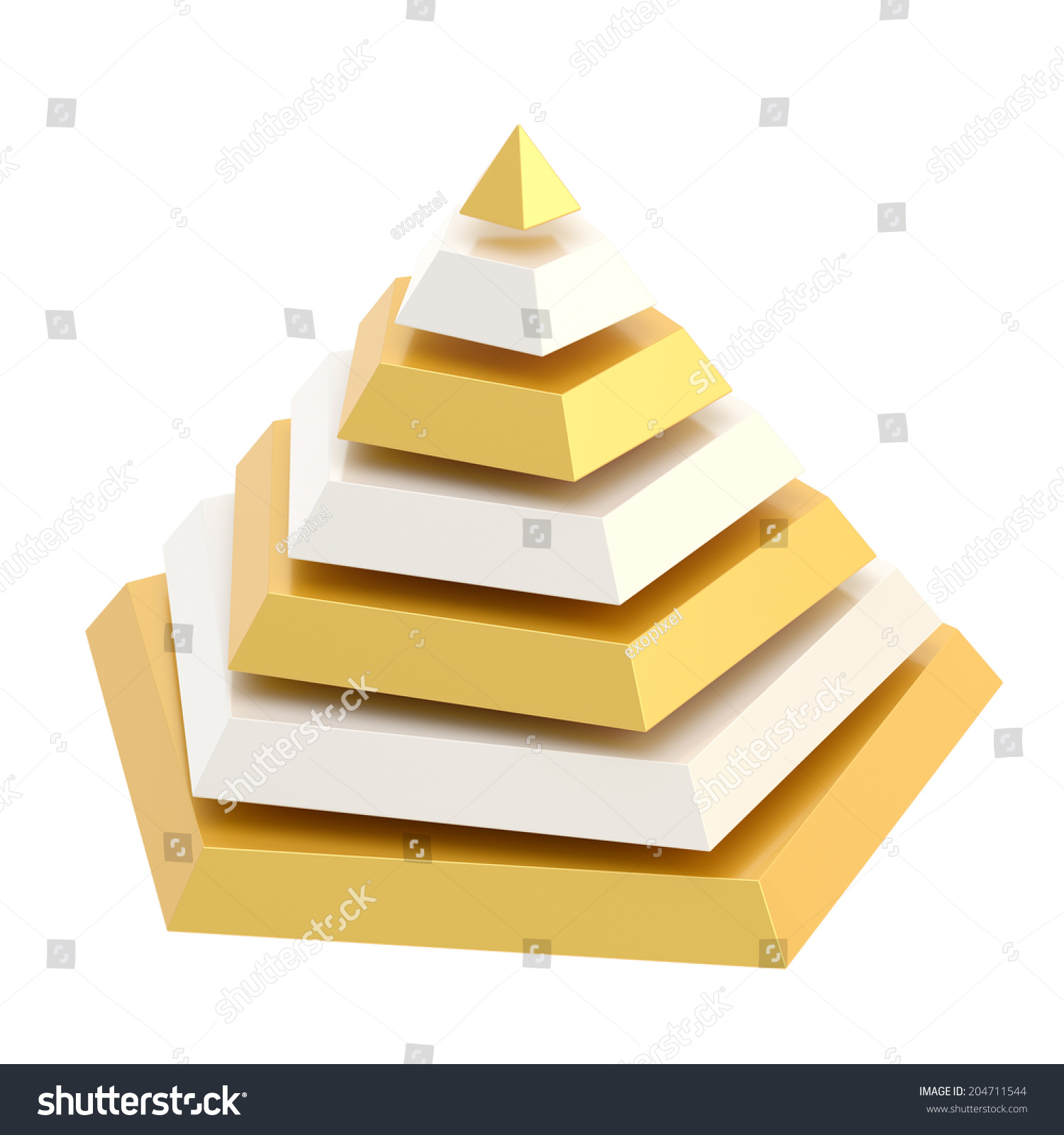 Pyramid Divided Into Seven White Golden Stock Illustration 204711544 ...