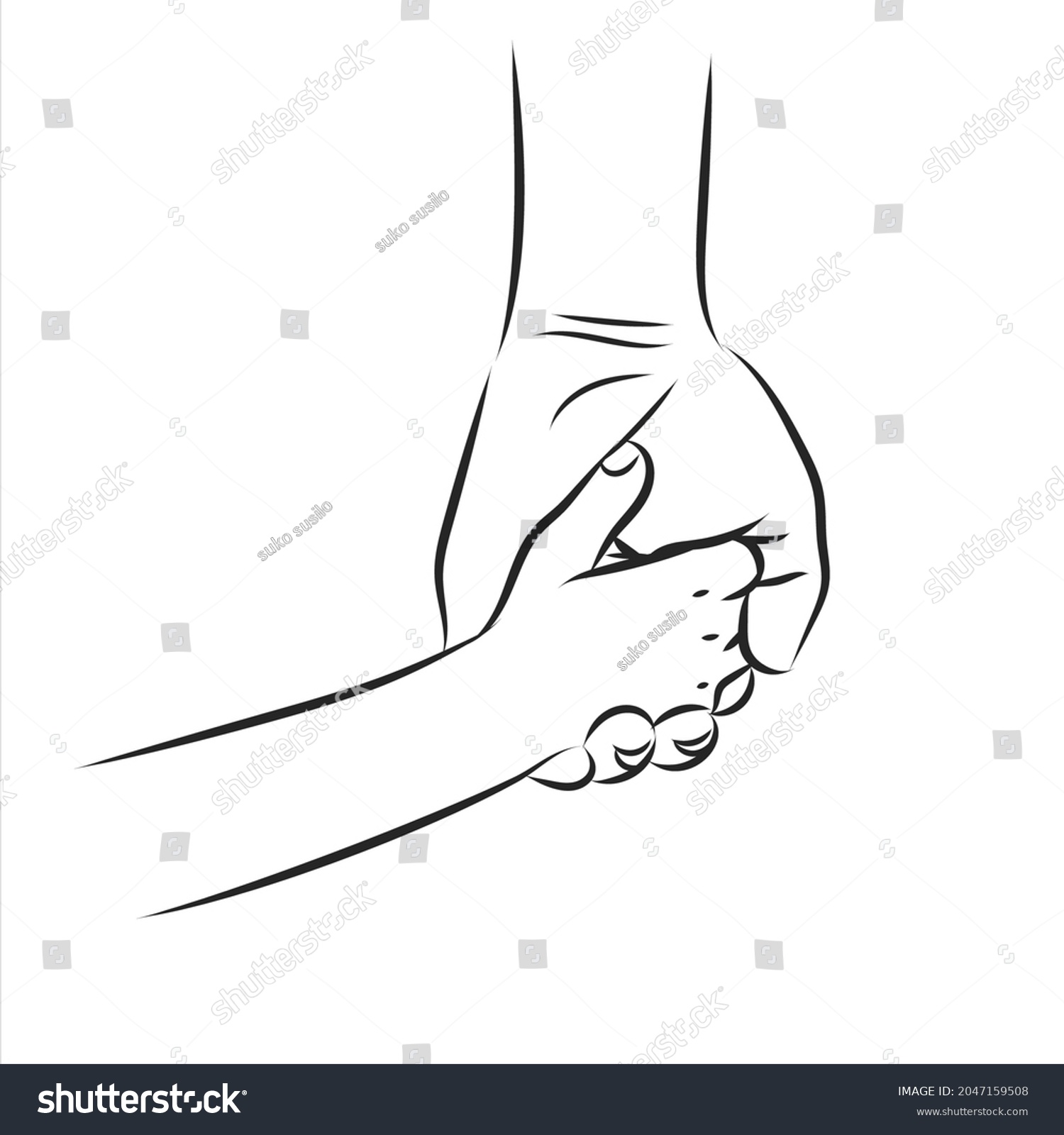 Holding Hand Line Vector Illustration Stock Vector (Royalty Free ...