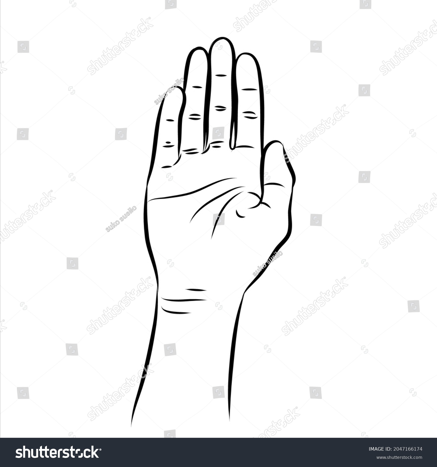 Human Hand Image Line Vector Illustration Stock Vector (Royalty Free ...