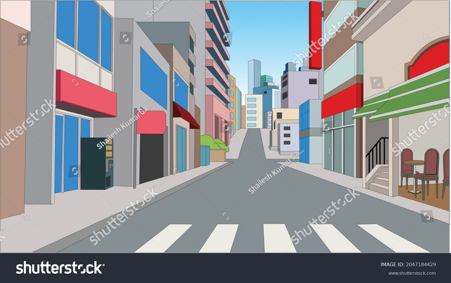 Illustration City Street Background Stock Vector (Royalty Free ...