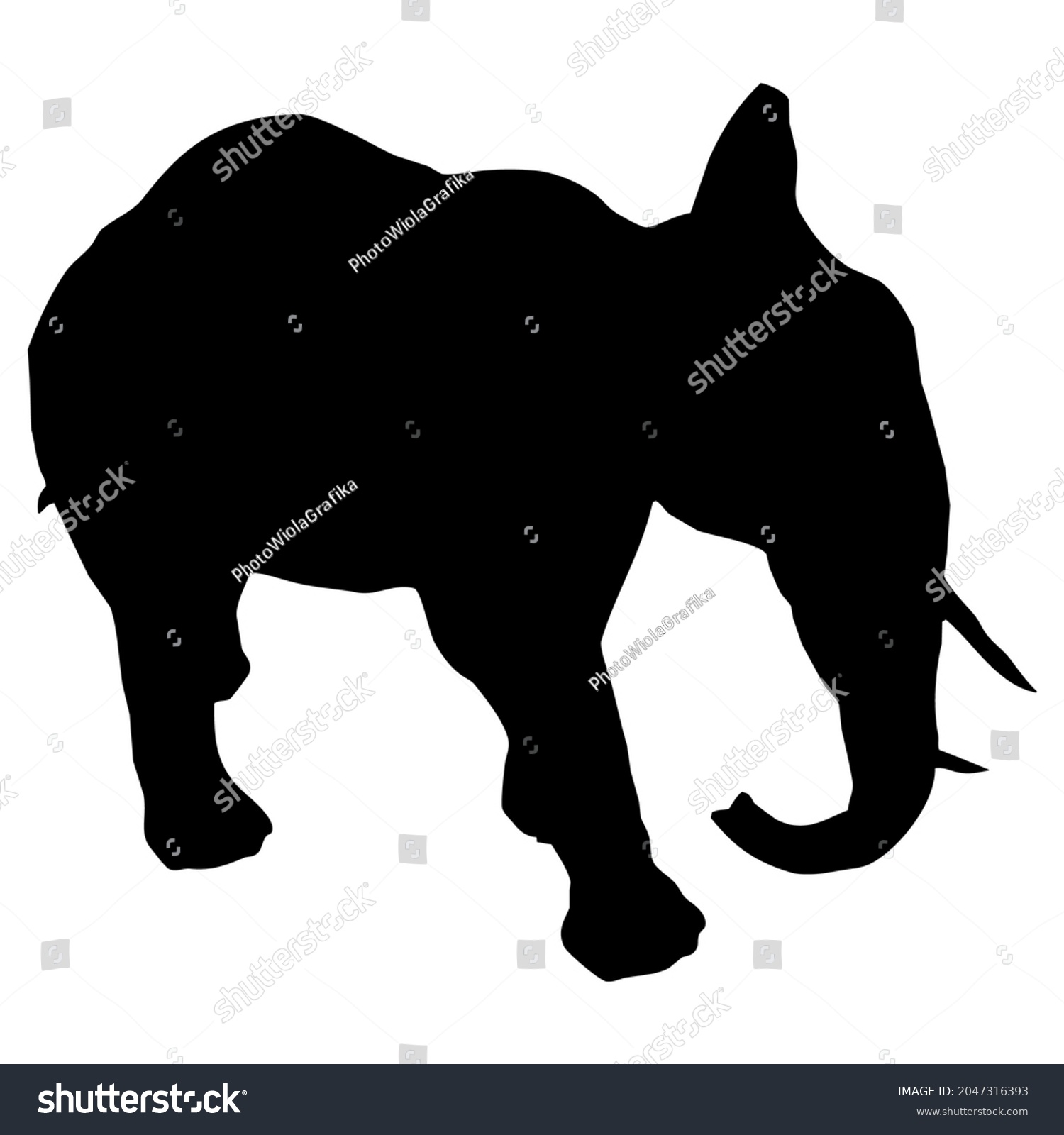 Vector Illustration African Elephant Black Silhouette Stock Vector 