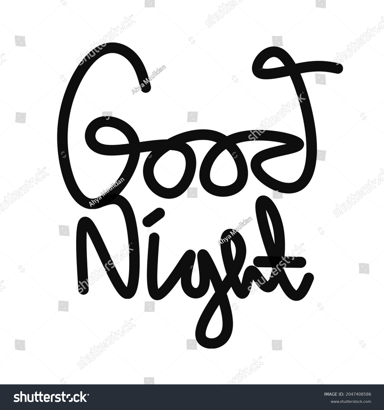 Good Night Word Design Cursive Font Stock Vector (Royalty Free ...