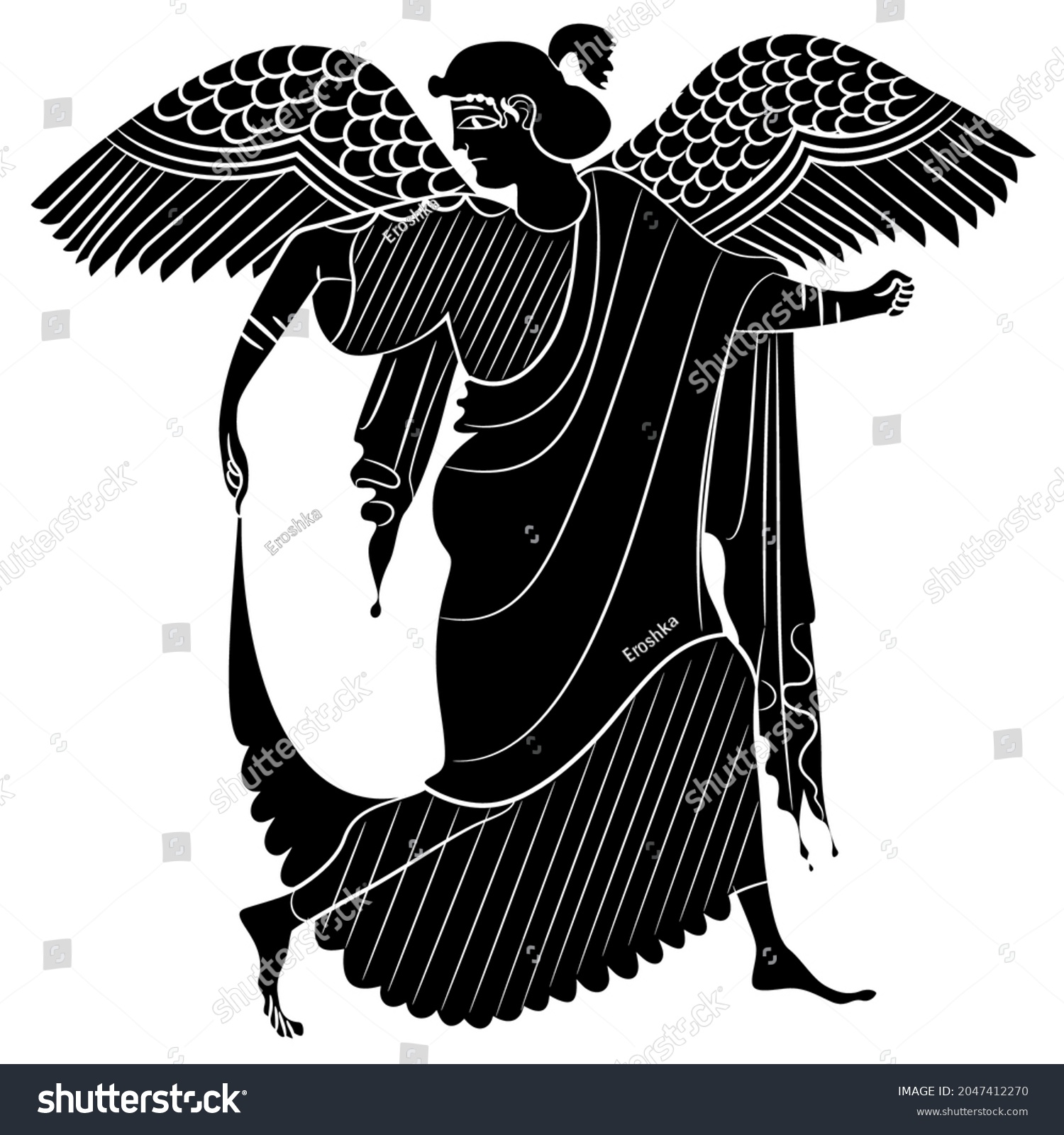 Ancient Greek Winged Goddess Nike Vase Stock Vector (Royalty Free ...