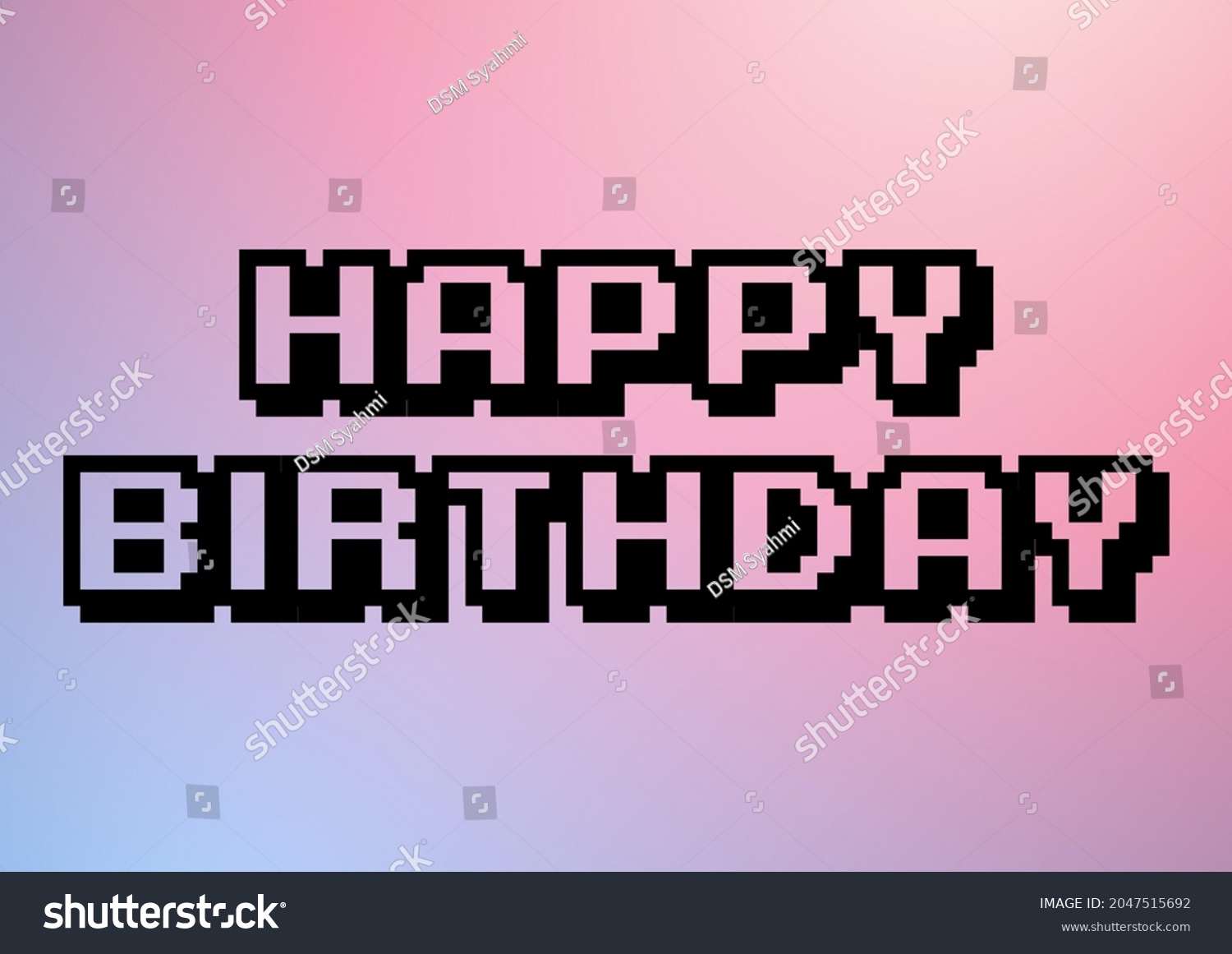 Happy Birthday 8bit Style Wording Gradient Stock Illustration