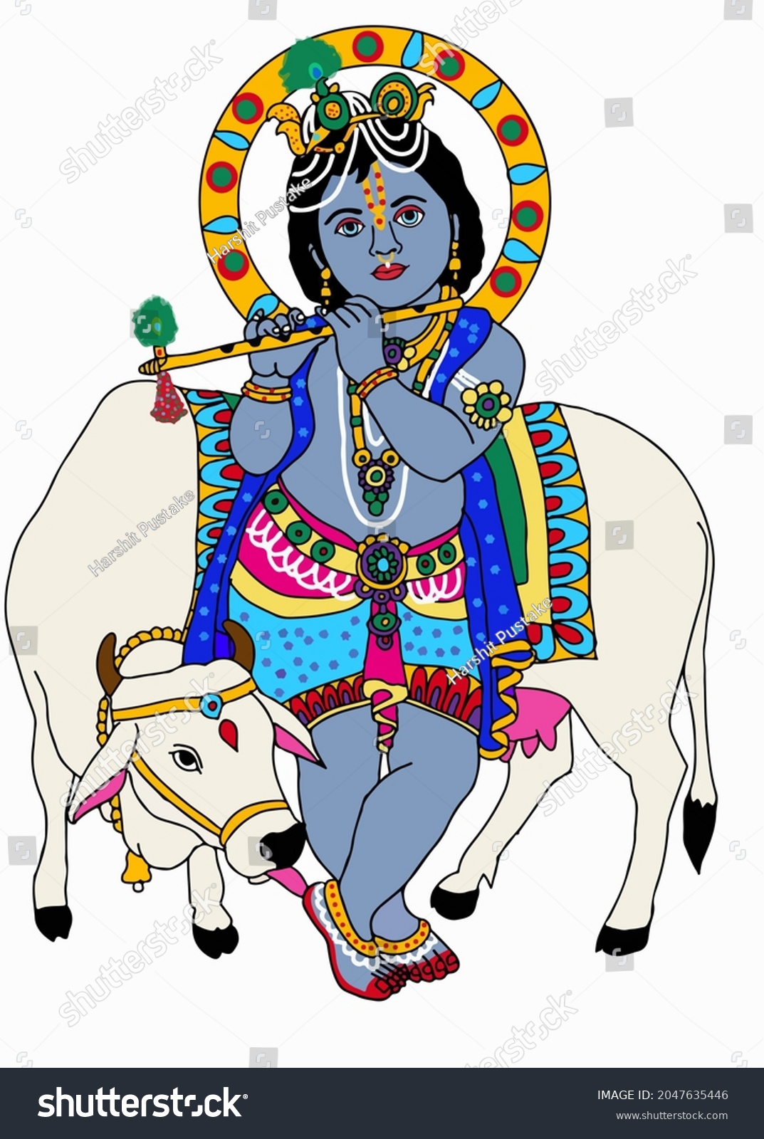 Beautiful Illustration Lord Krishna Stock Illustration 2047635446 ...