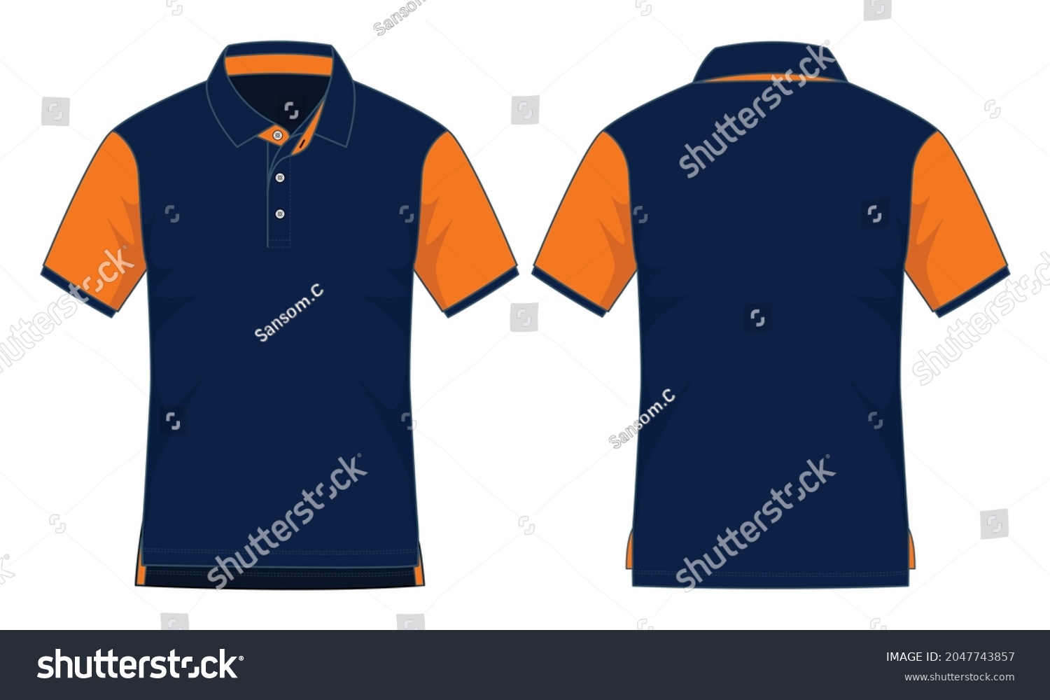 Sport Navy Blueorange Short Sleeve Polo Stock Vector (Royalty Free ...