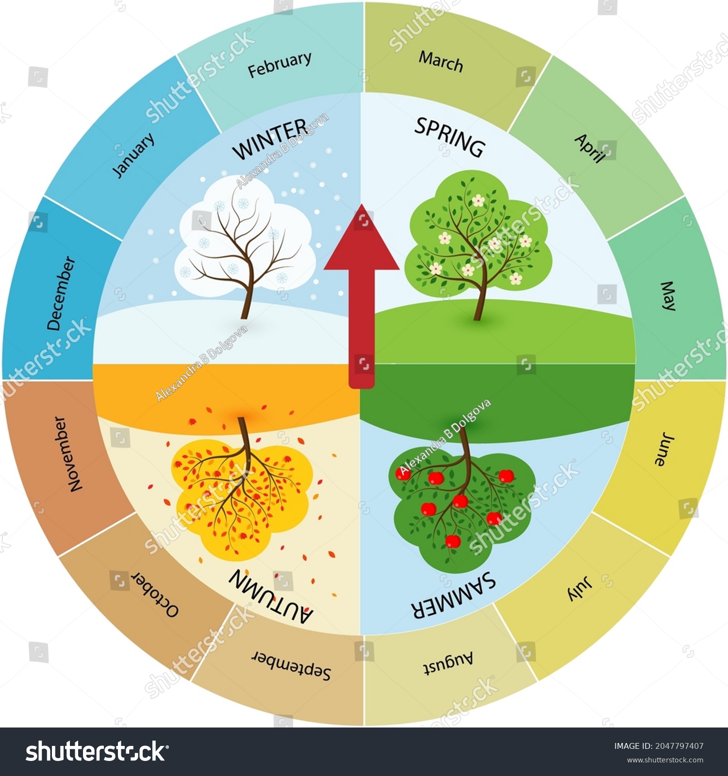 Months Year Wheel Busy Book Page Stock Vector (Royalty Free) 2047797407 ...