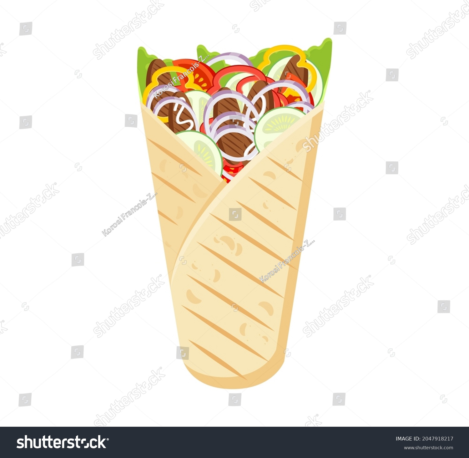 Shawarma Turkish Takeaway Fast Food Realistic Stock Vector (royalty 