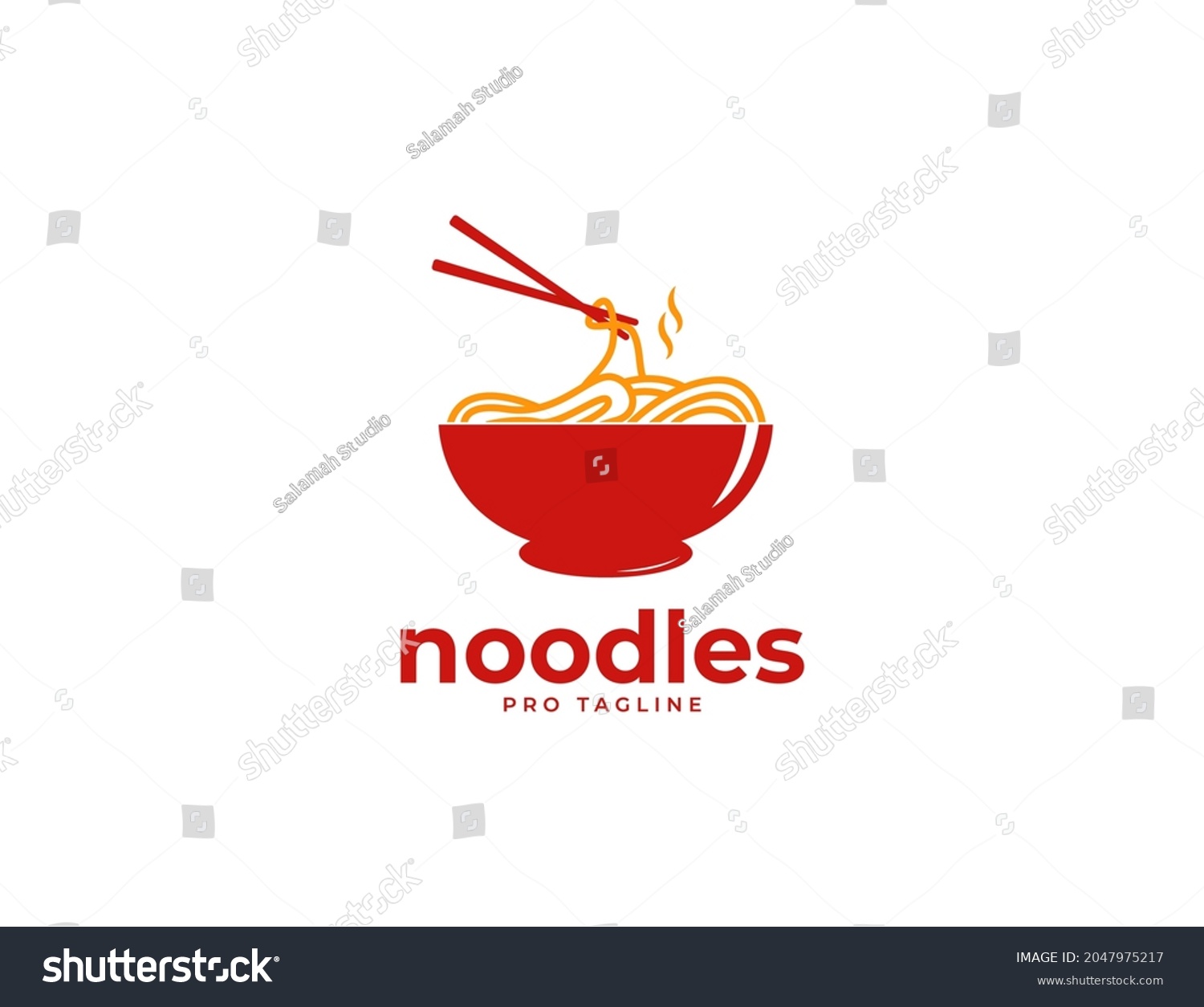 Red Bowl Noodles Logo Illustration Stock Vector (Royalty Free ...