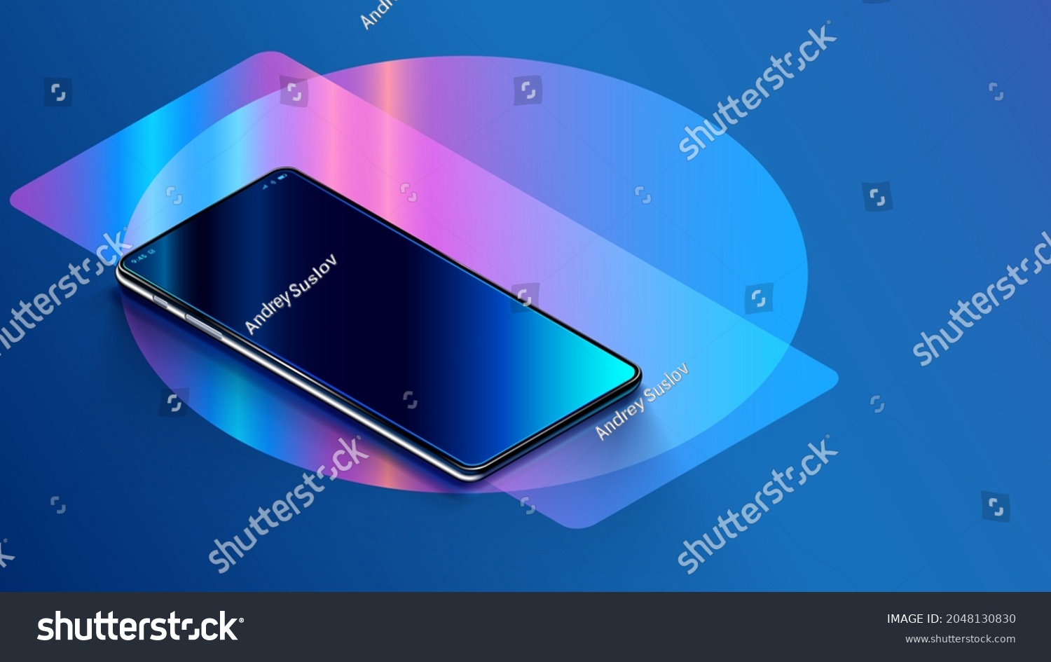 Phone Empty Screen On Table Reflection Stock Vector (Royalty Free ...