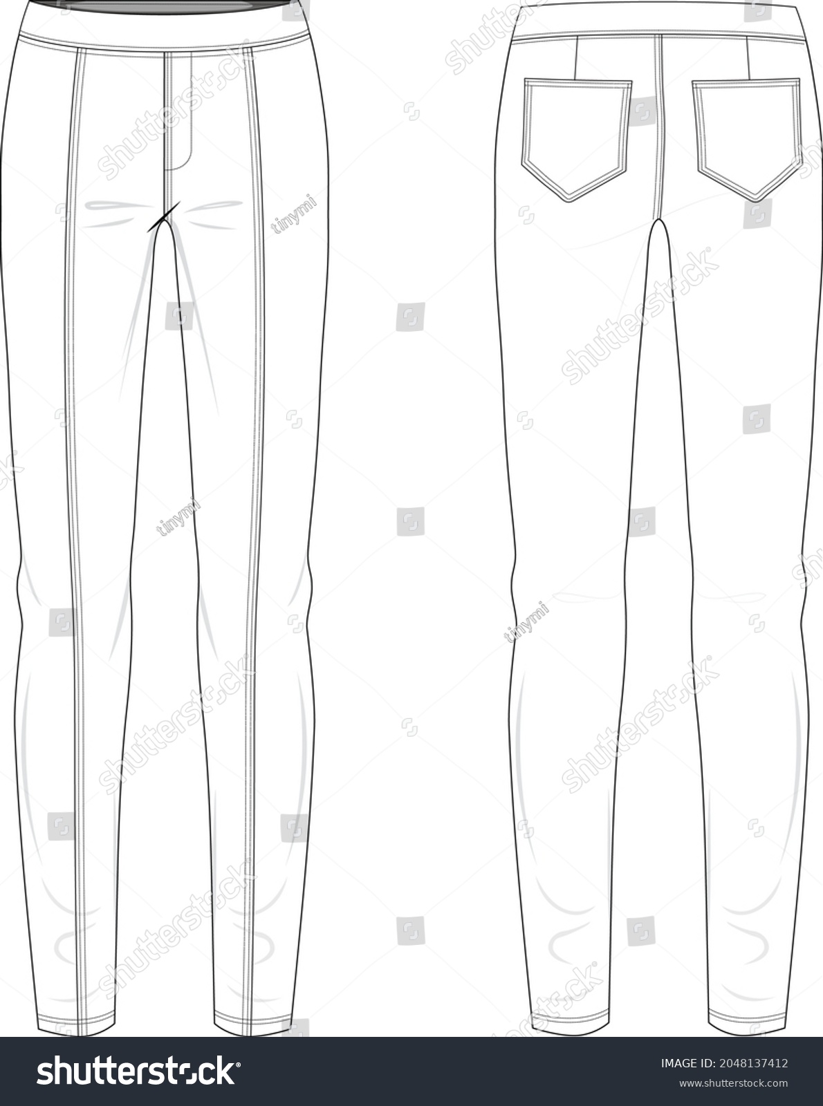Skinny Jean Technical Drawing Cad Vector Stock Vector (Royalty Free ...