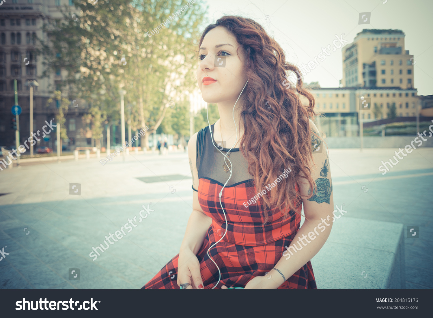 hipster girl curly hair