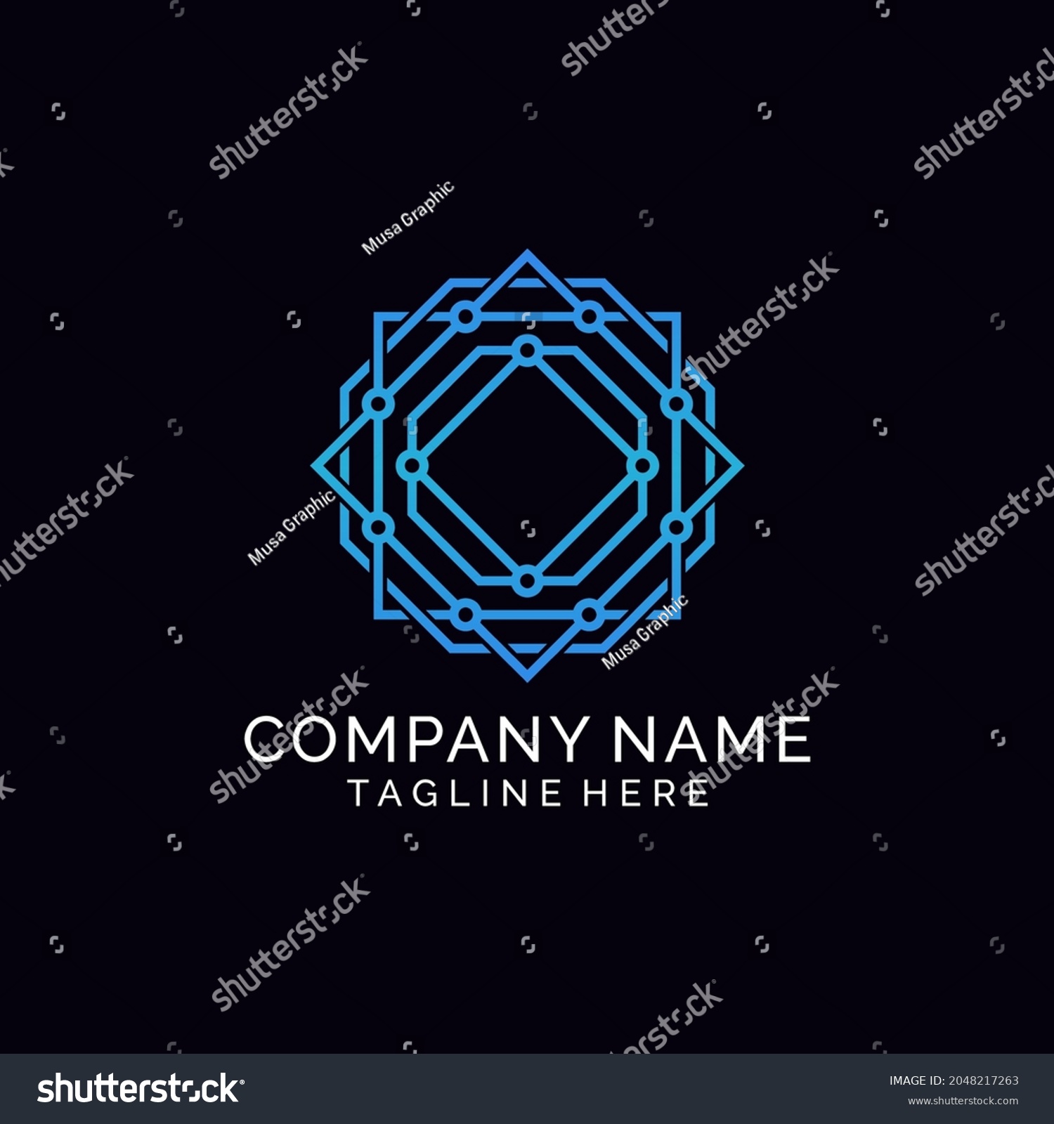 Connect Technology Modern Futuristic Logo Design Stock Vector (Royalty 