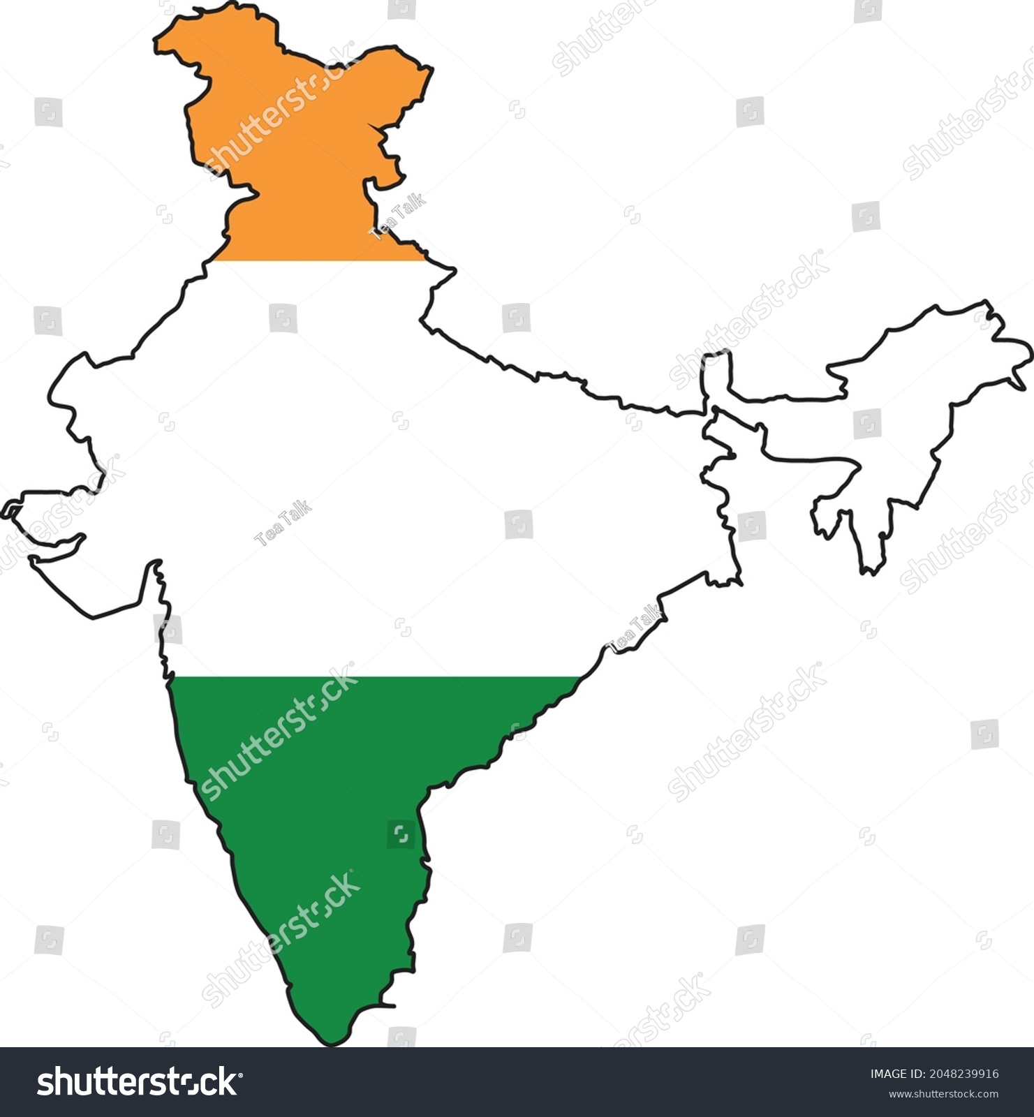 Indian Map Flag Colors Stock Vector (Royalty Free) 2048239916 ...