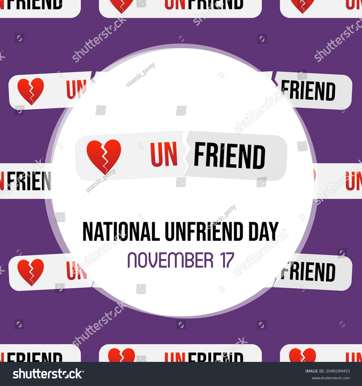 National Unfriend Day Social Media Card Stock Vector (Royalty Free