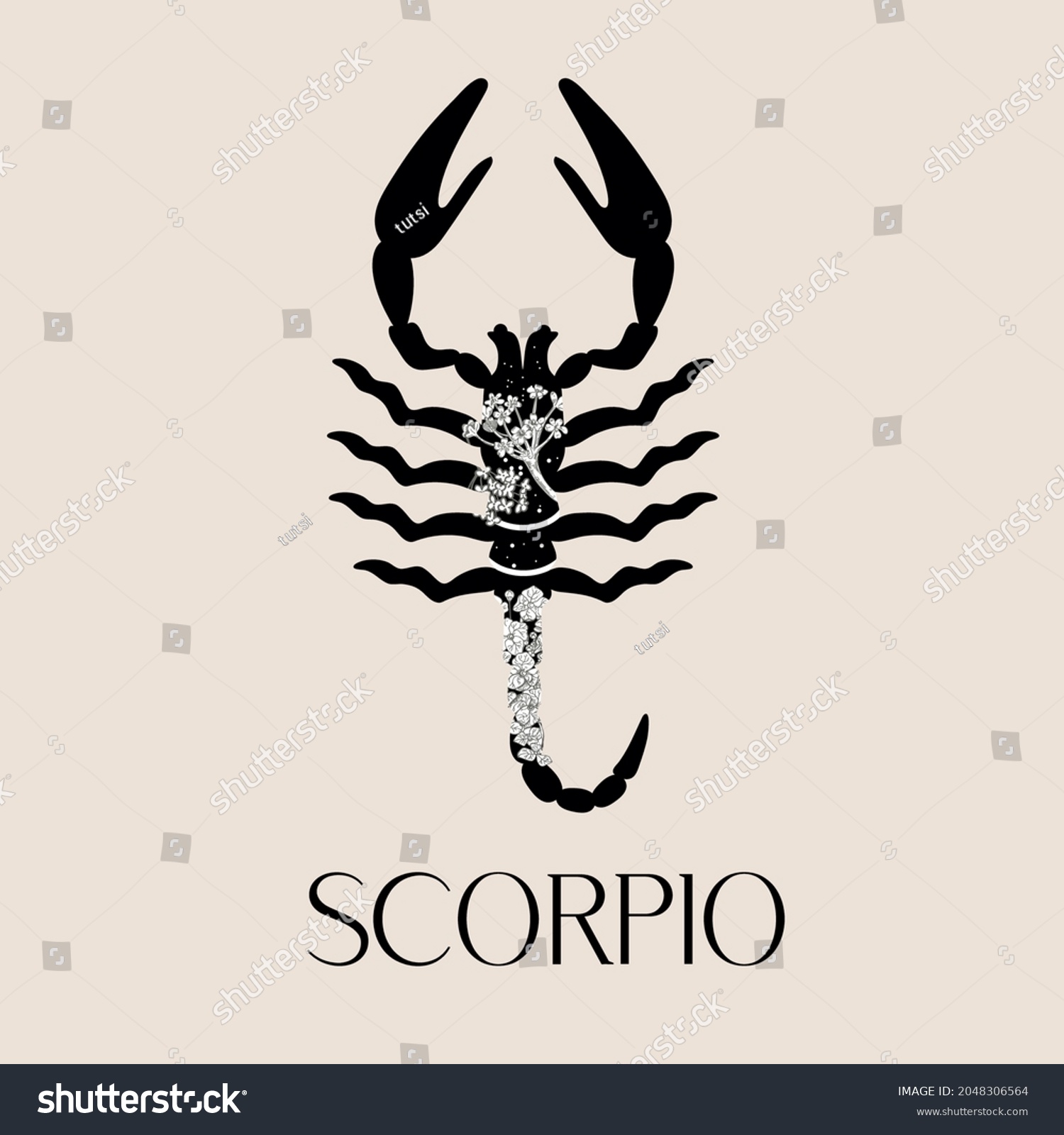 Zodiac Sign Scorpio Black Silhouette White Stock Vector (Royalty Free ...