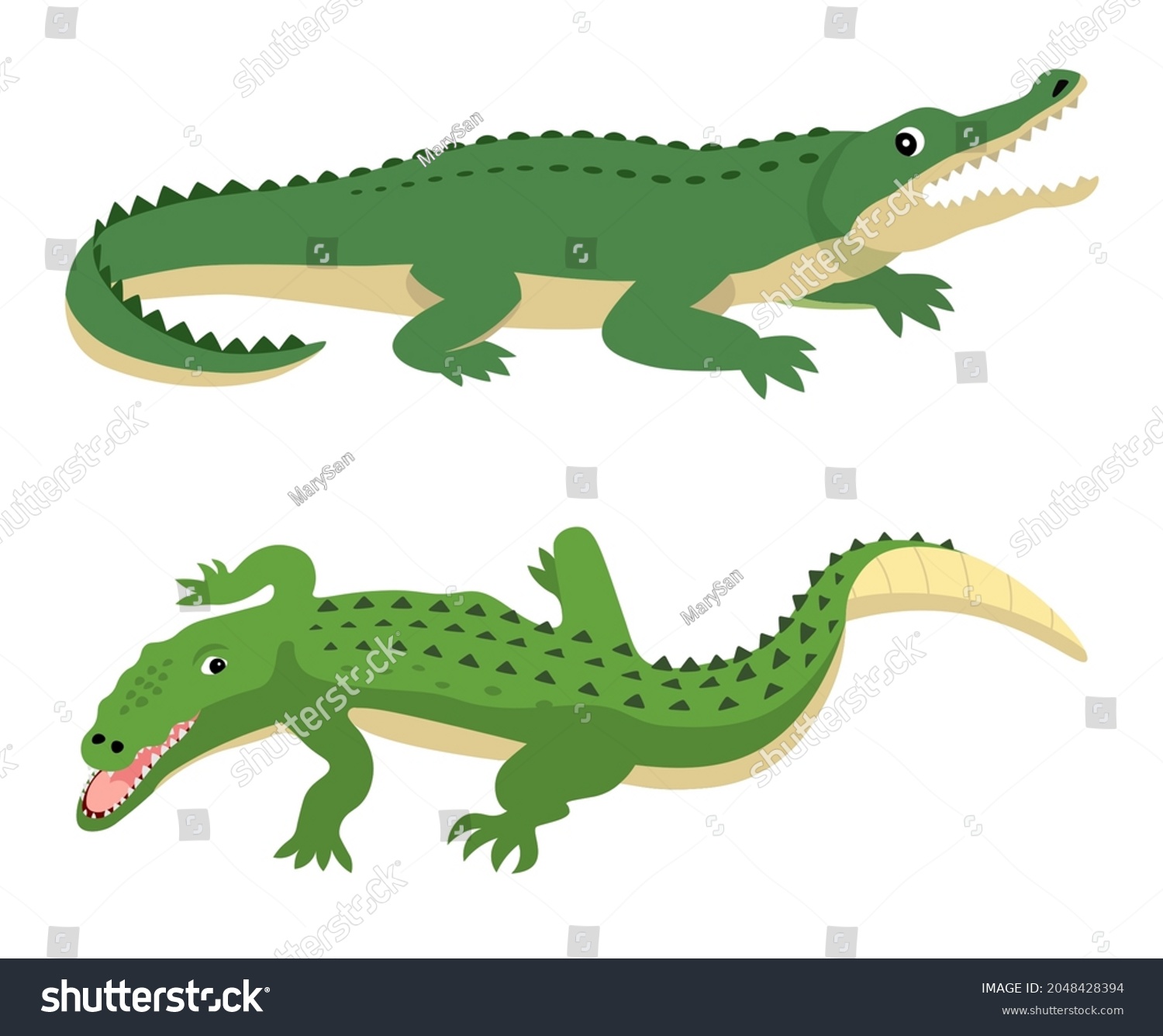 Green Alligators Set Wild Animal Vector Stock Vector (Royalty Free ...