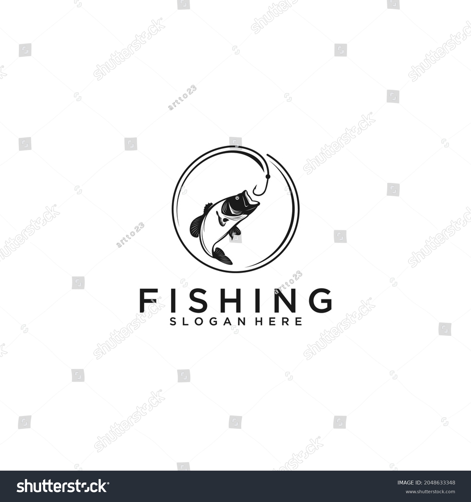 Fishing Hobby Logo Template White Background Stock Vector (Royalty Free ...