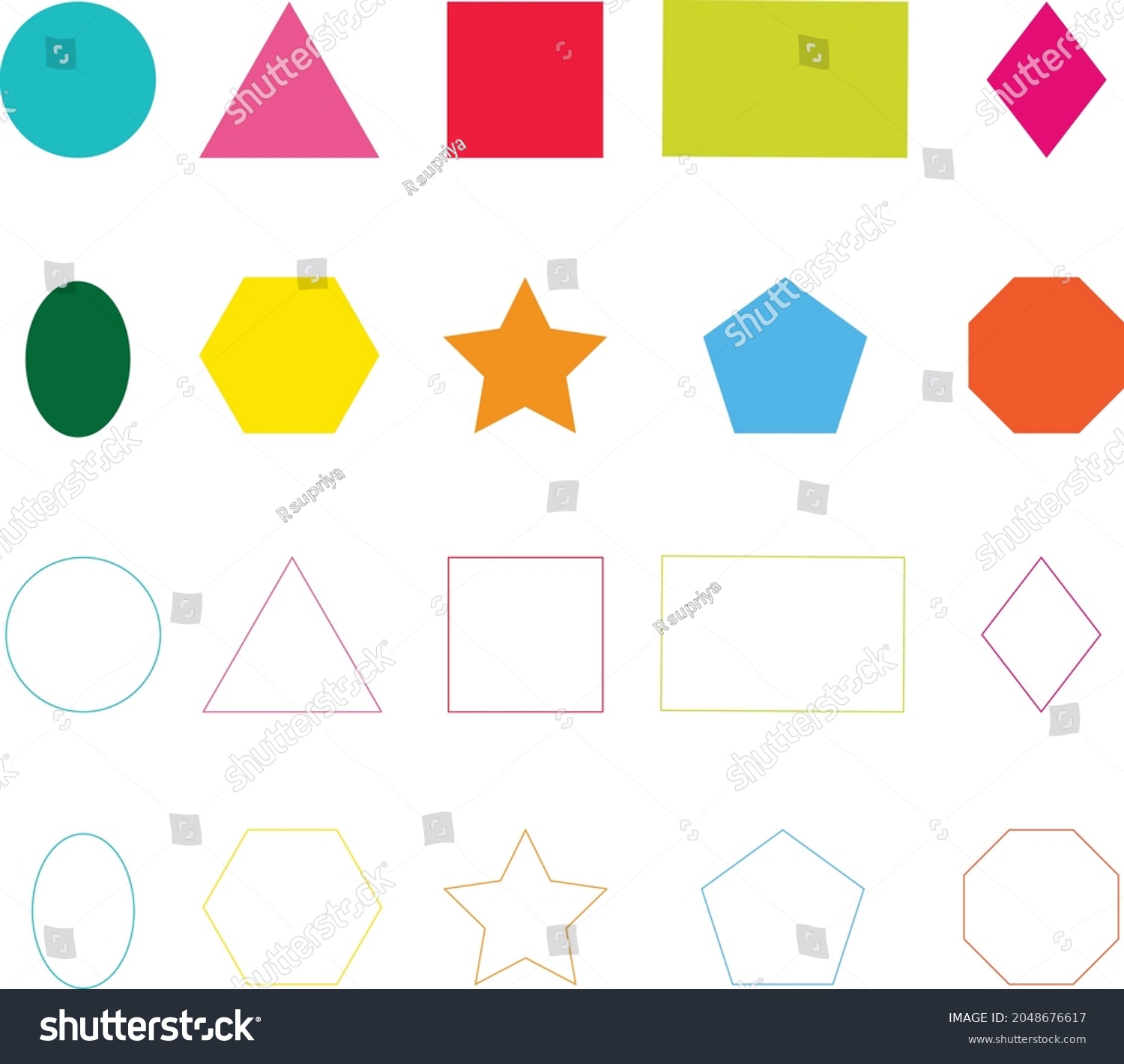 Practice Coloring Shapes Kids Stock Vector (Royalty Free) 2048676617 ...