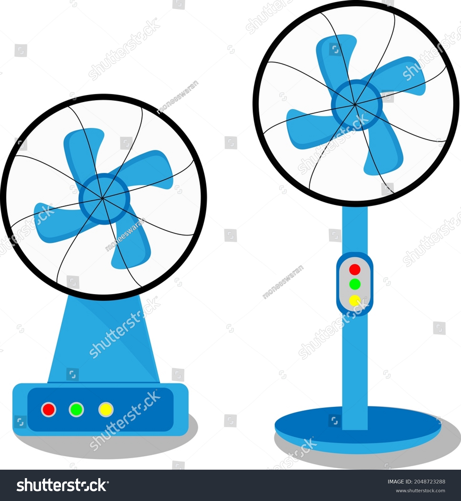 Two types of table fan in blue color, small fan and big fan vector model. |  Small fan, Blue color, Table fan