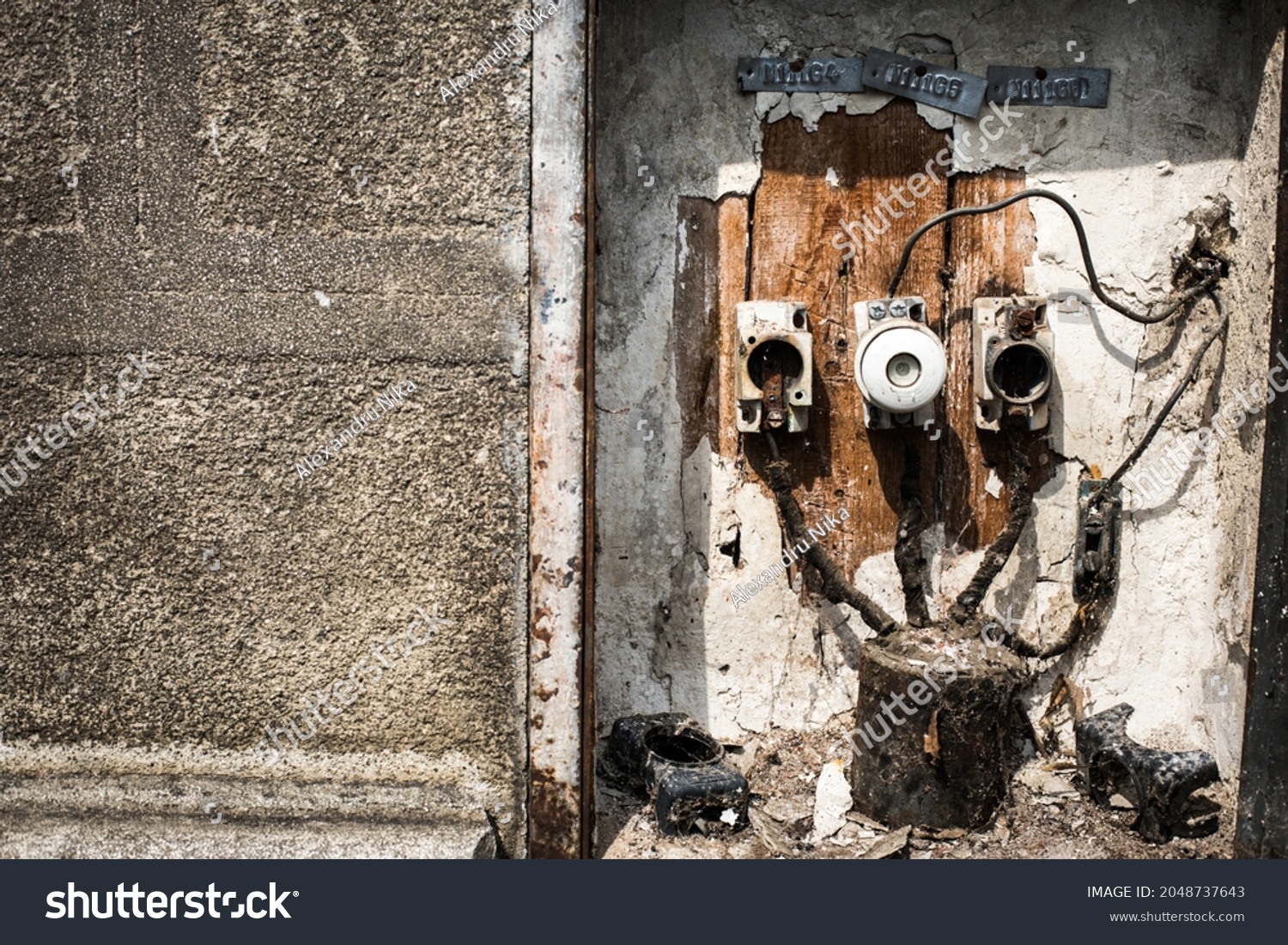 Old Electrical Cabinet Safety Fuses Switches Stock Photo 2048737643 ...