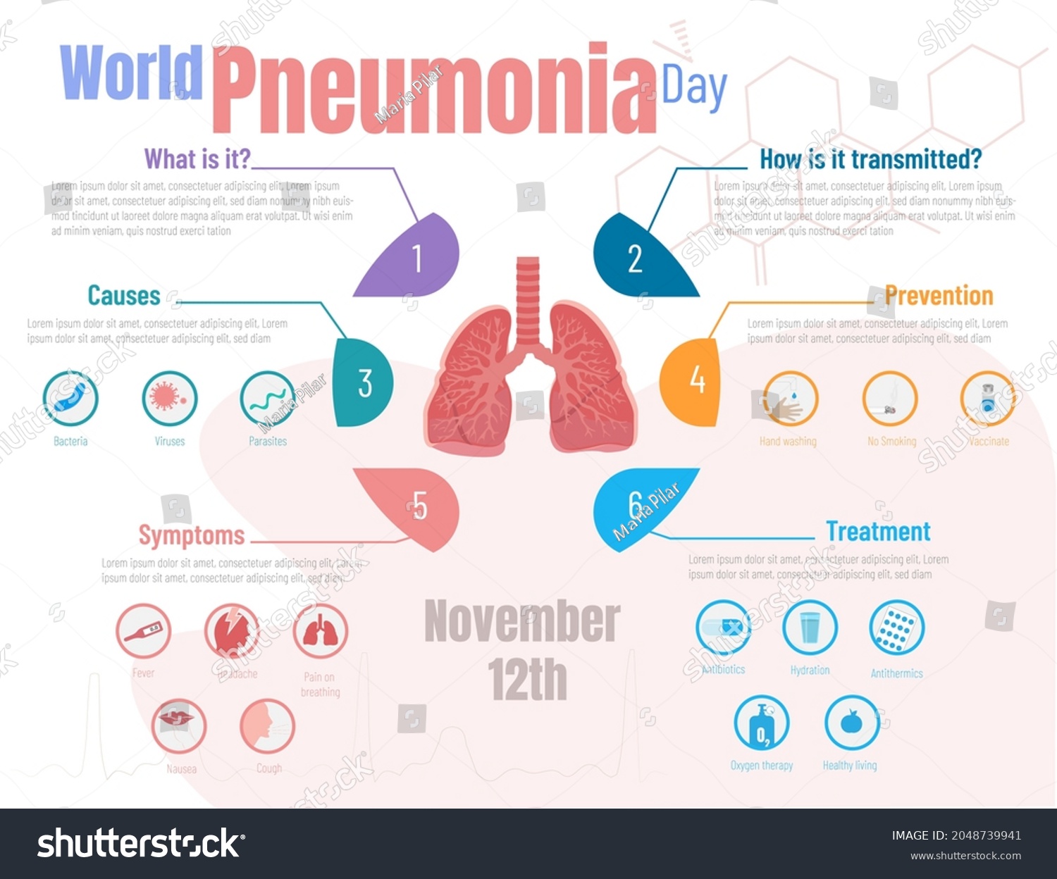 Vektor Stok World Pneumonia Day Infographic What Pneumonia (Tanpa