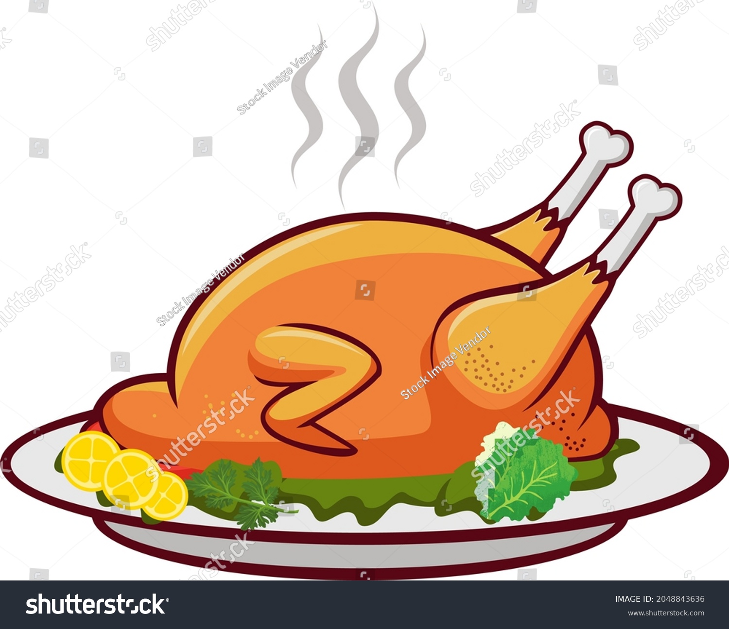 Hot Tasty Roasted Chicken Meat On Stock Vector (Royalty Free ...