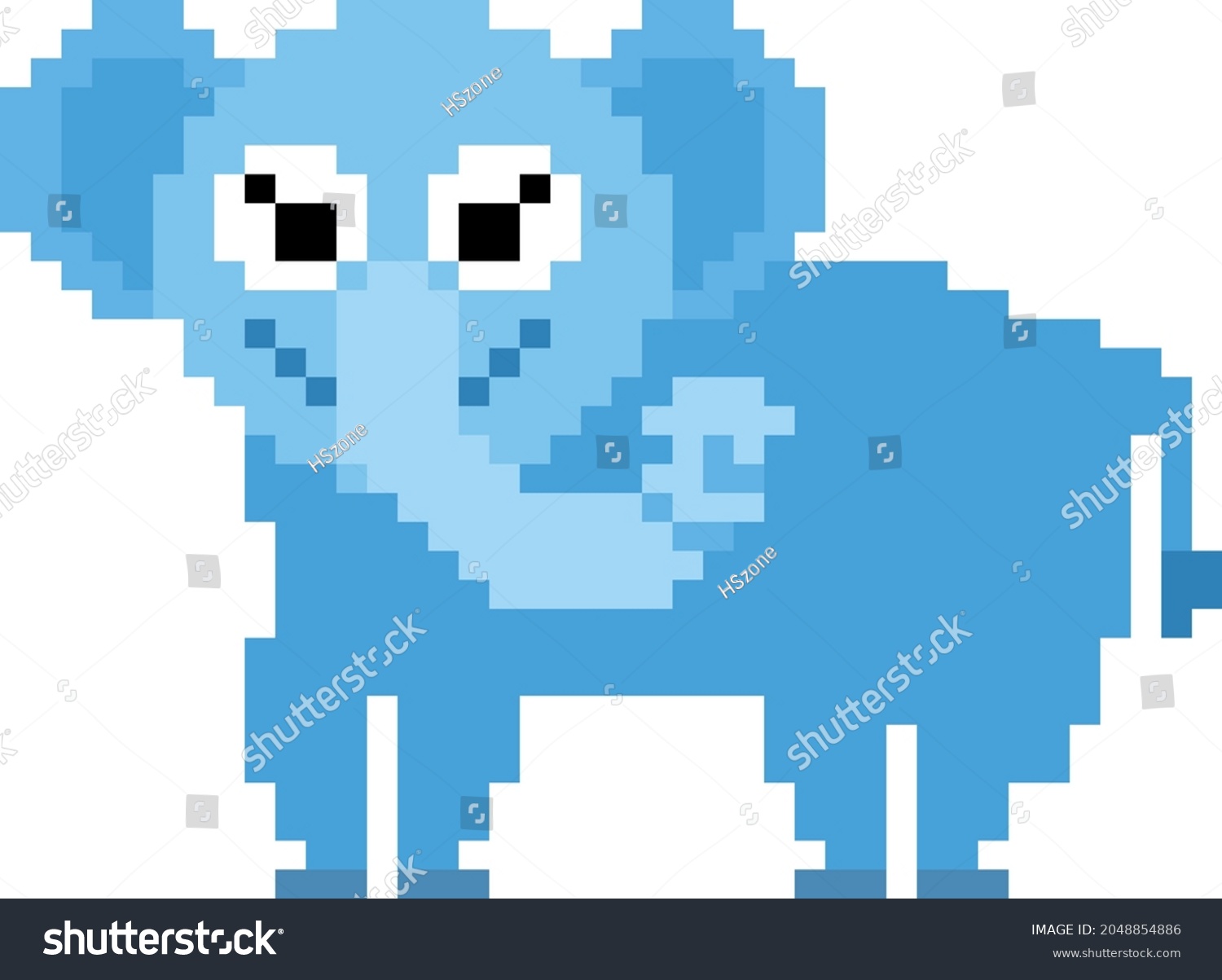 Elephant Pixel Art Isolated On White Stock Vector (Royalty Free ...