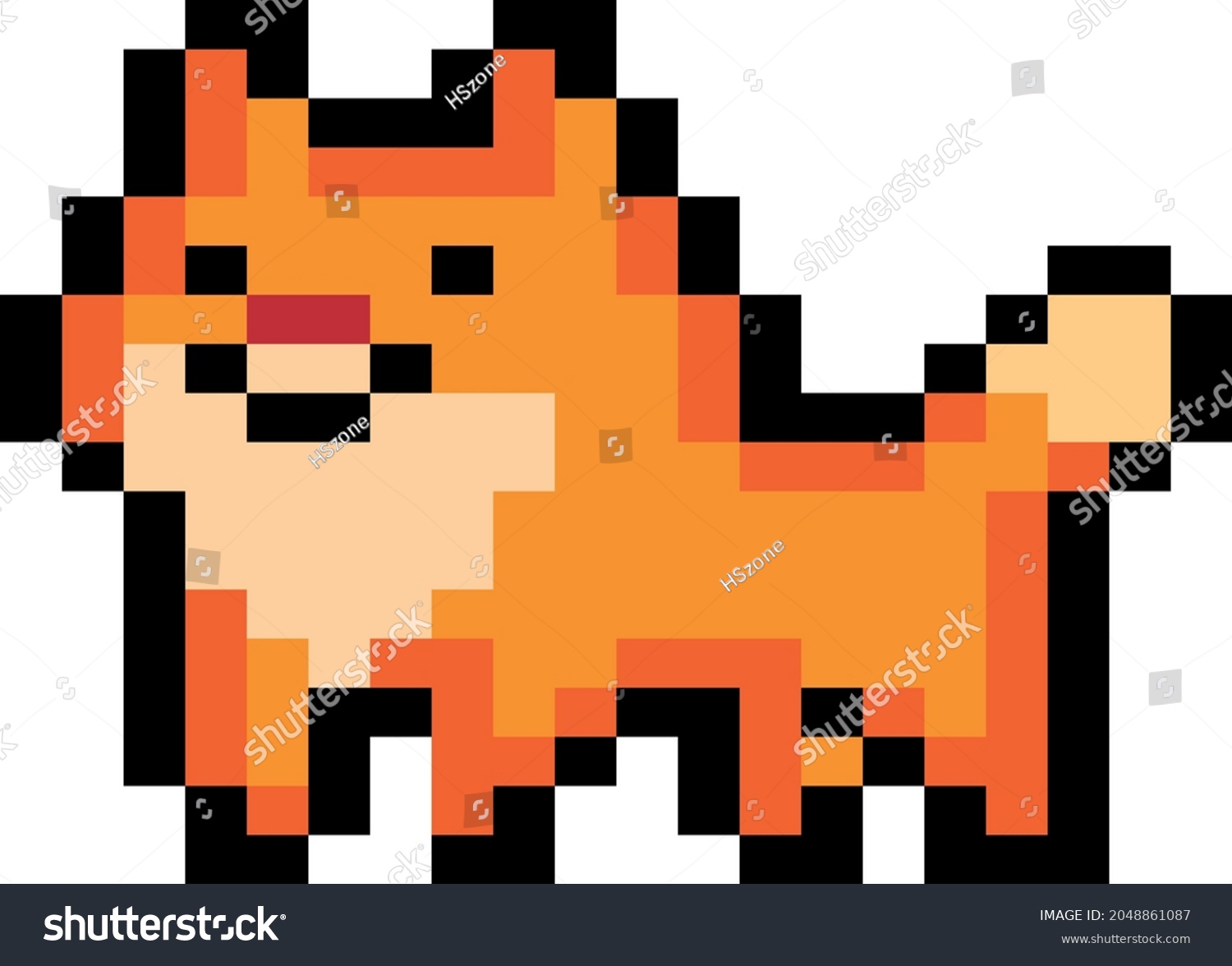 Dog Pixel Art Isolated On White Stock Vector (Royalty Free) 2048861087 ...