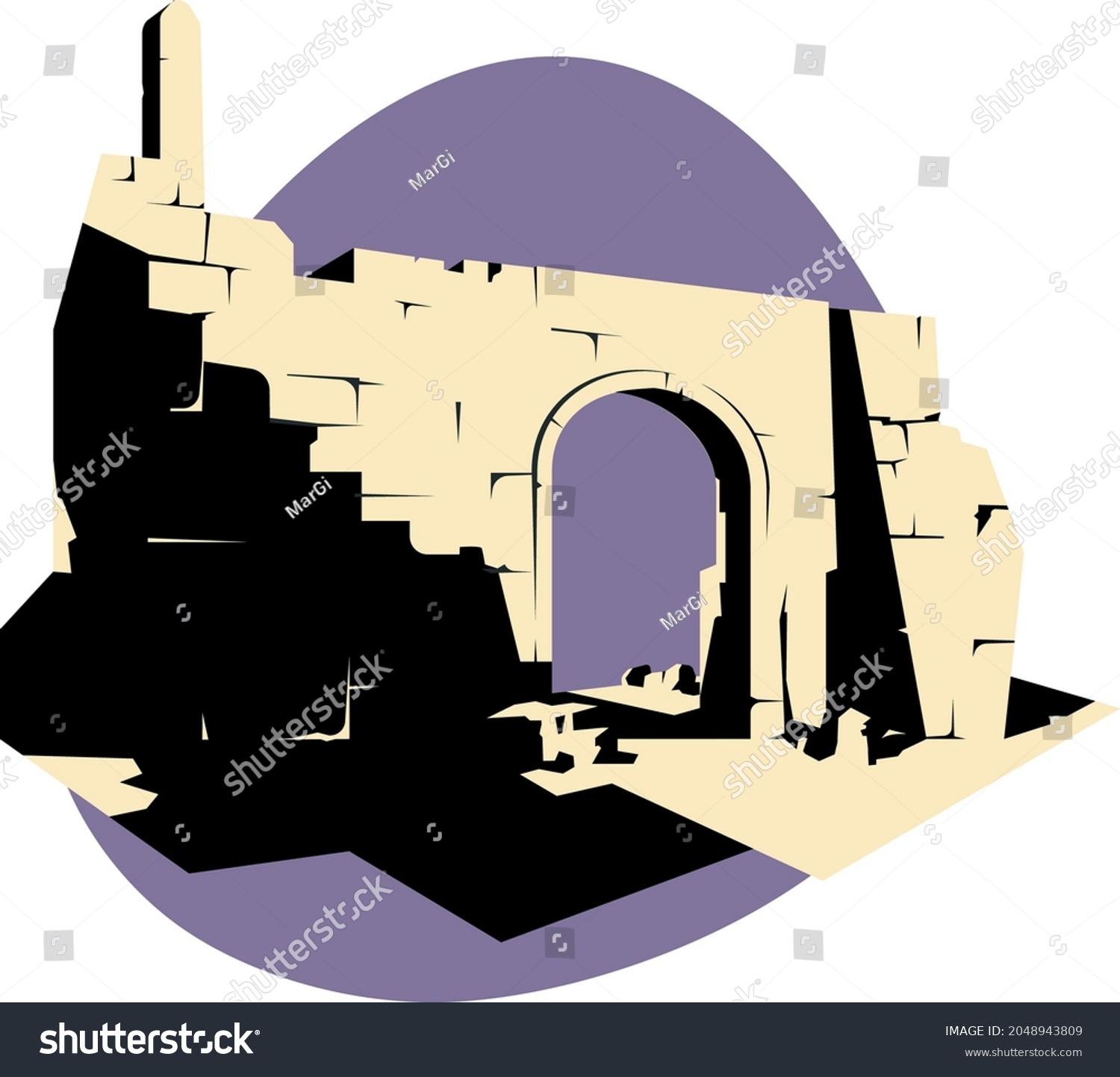 Medieval Gate Fortress Tourism Travel Sights Stock Vector (royalty Free 