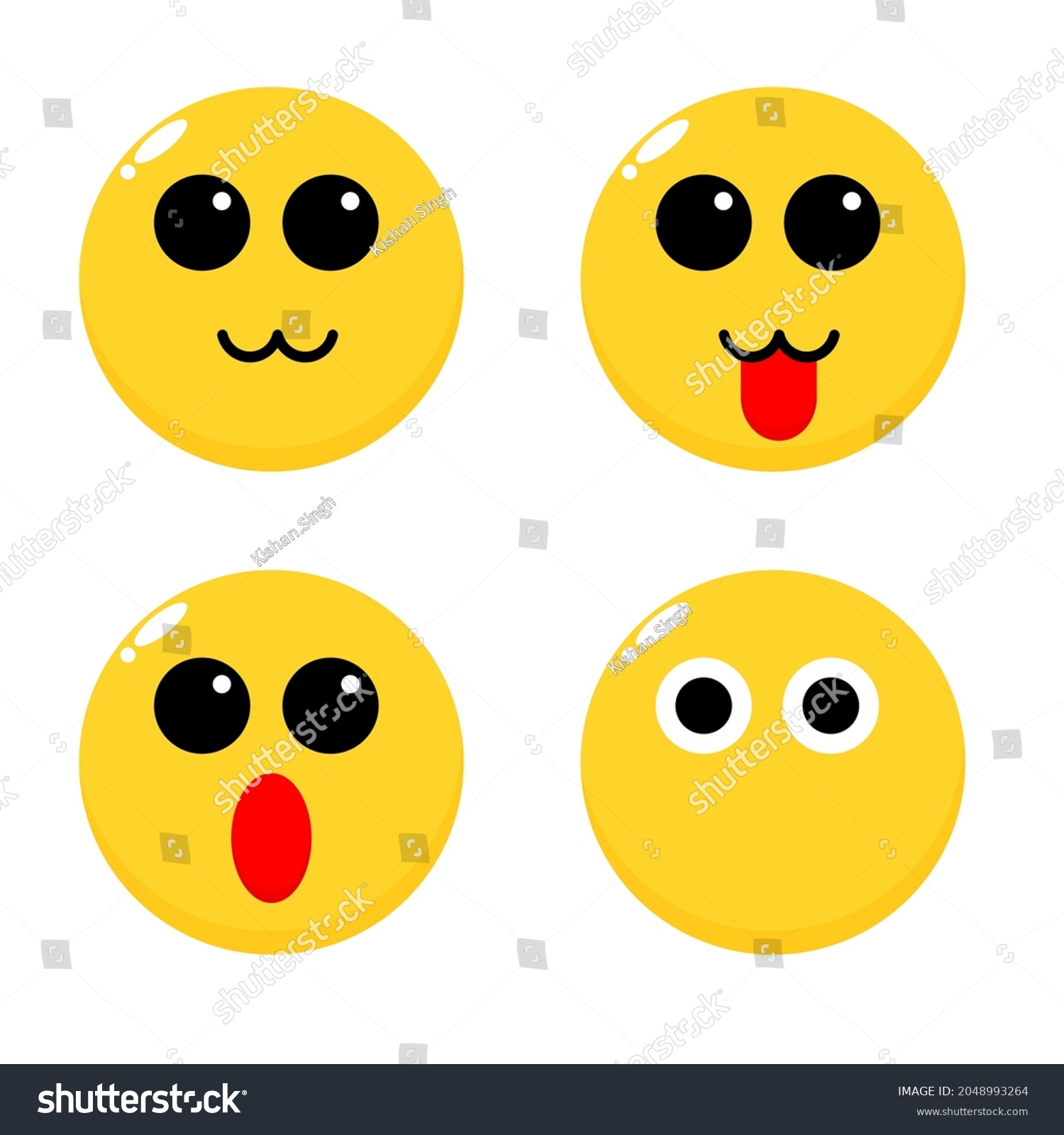 Set Cute Emoji Set Emoticons Vector Stock Vector Royalty Free