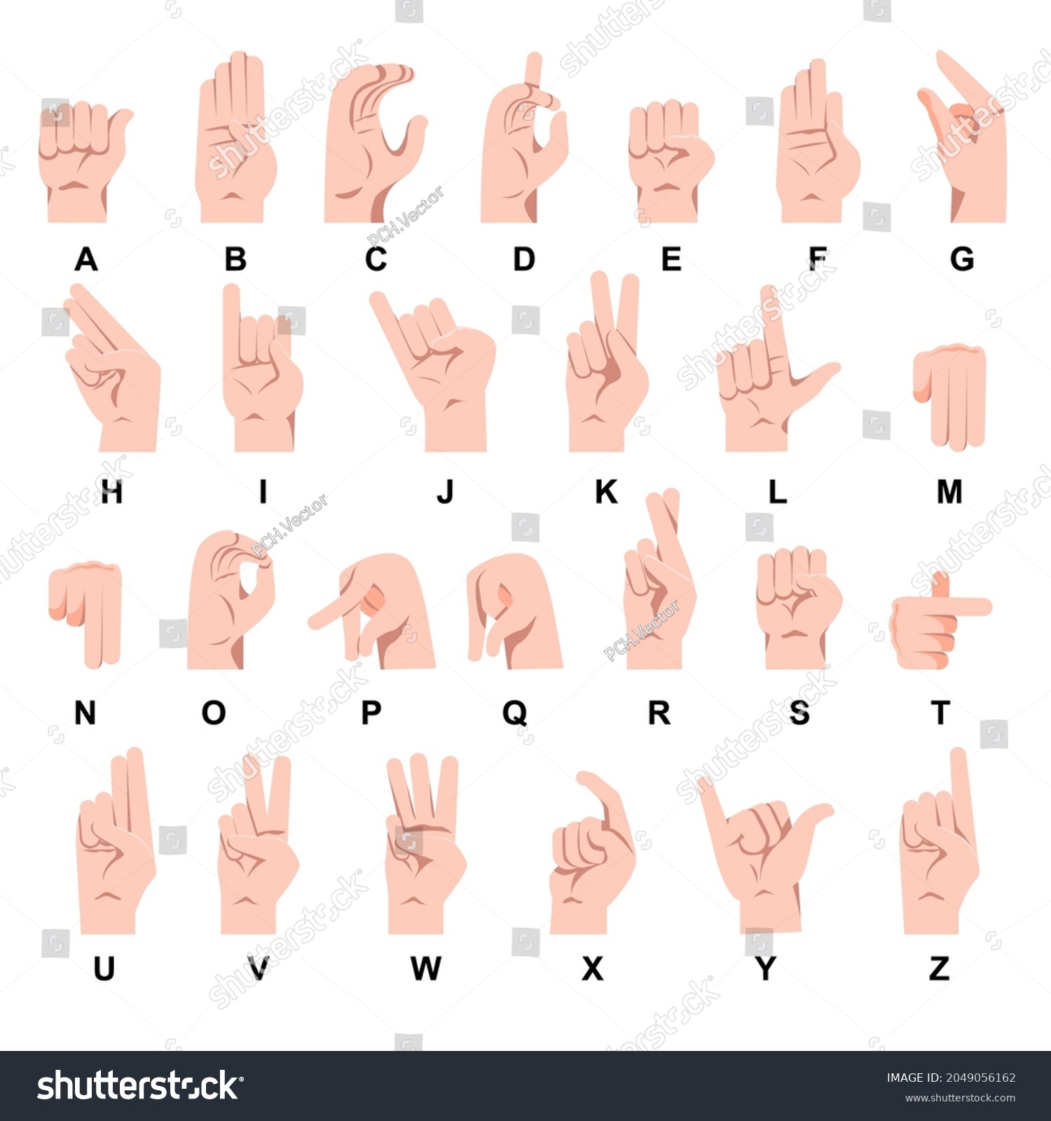 Hand Showing Sign Language Alphabet Vector Stock Vector (Royalty Free ...