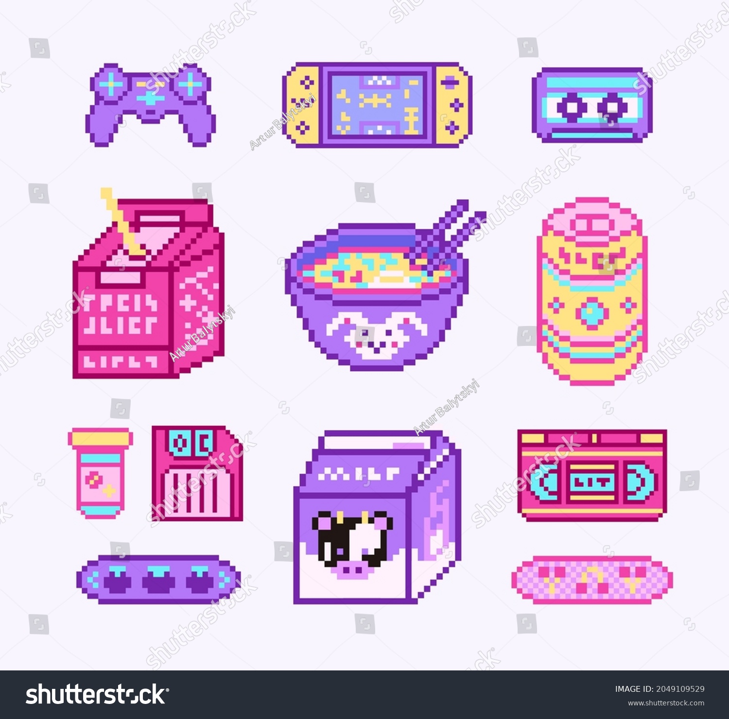 Pixel Art 8 Bit Objects Retro Stock Vector (Royalty Free) 2049109529 ...