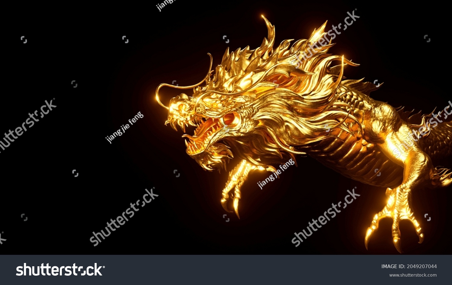 3d Rendering Golden Chinese Glow Dragon Stock Illustration 2049207044 Shutterstock 2958